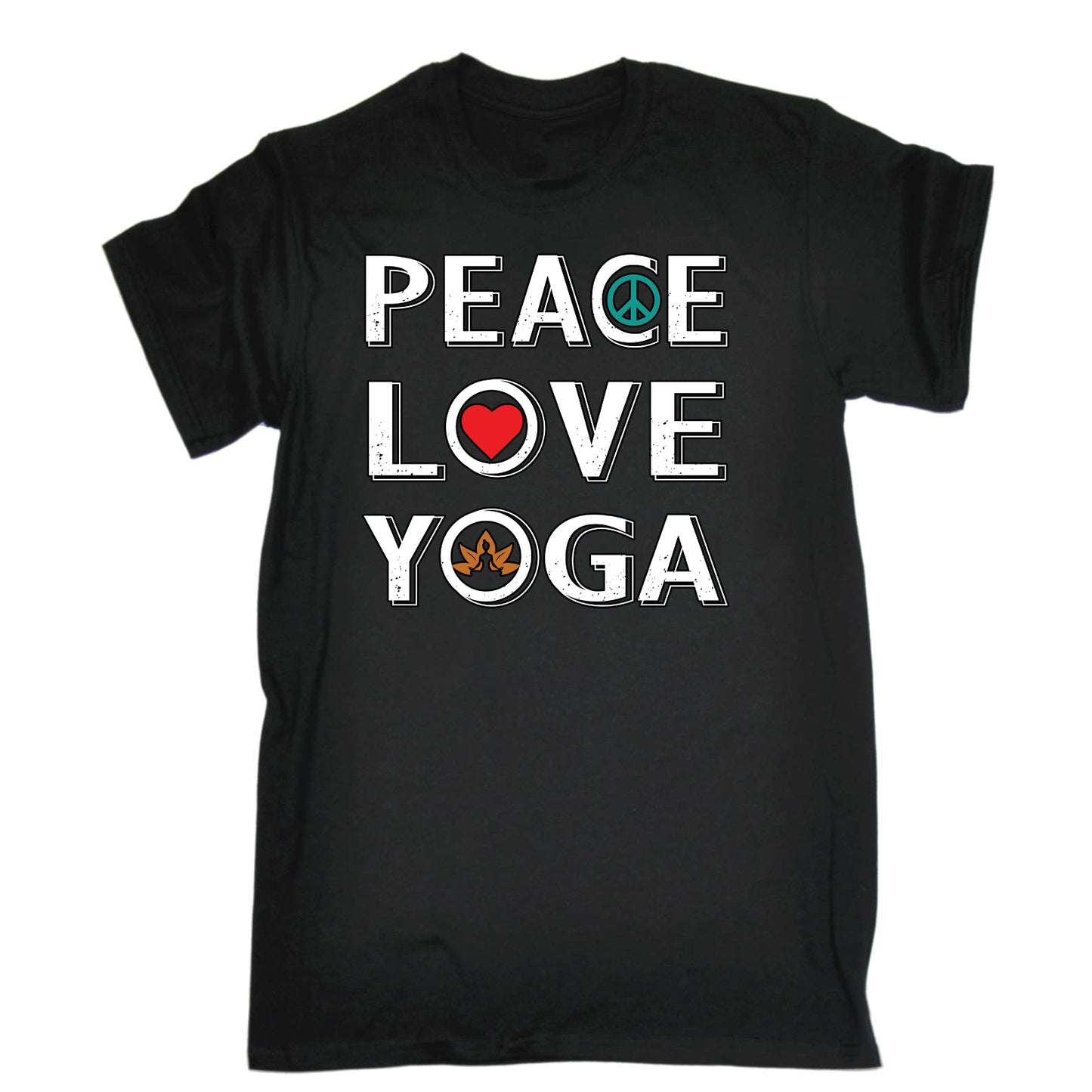 Peace Love Yoga - Mens Funny T-Shirt Tshirts
