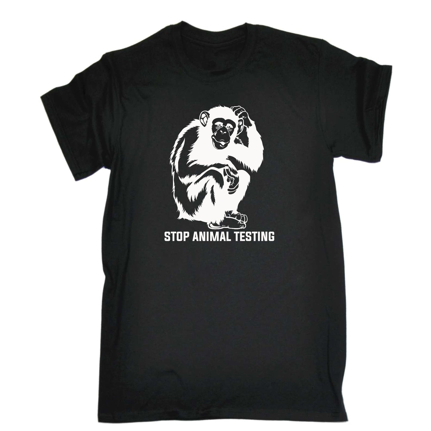 Stop Testing Animals Monkey - Mens Funny T-Shirt Tshirts