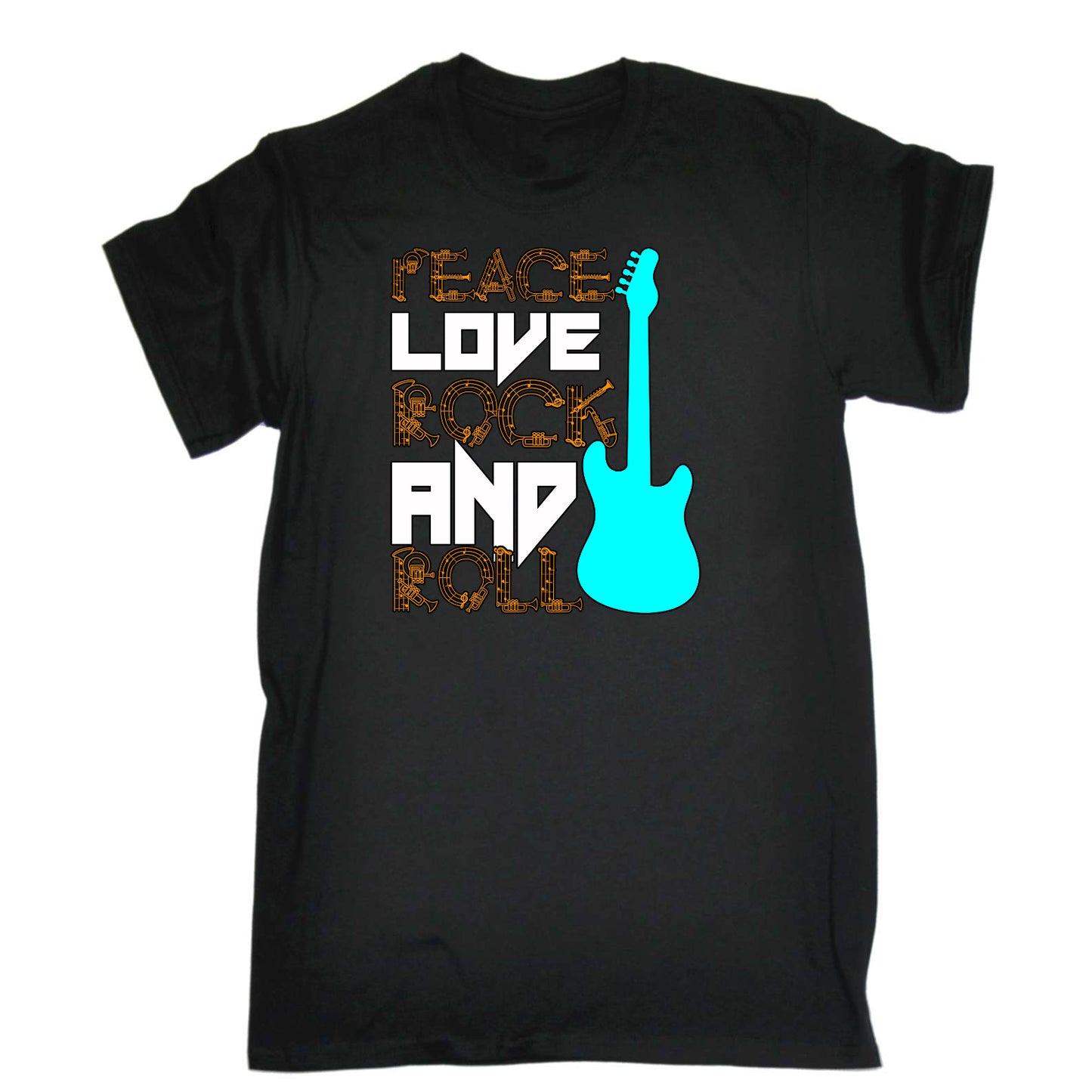 Peace Love Rock And Roll Guitar - Mens Funny T-Shirt Tshirts