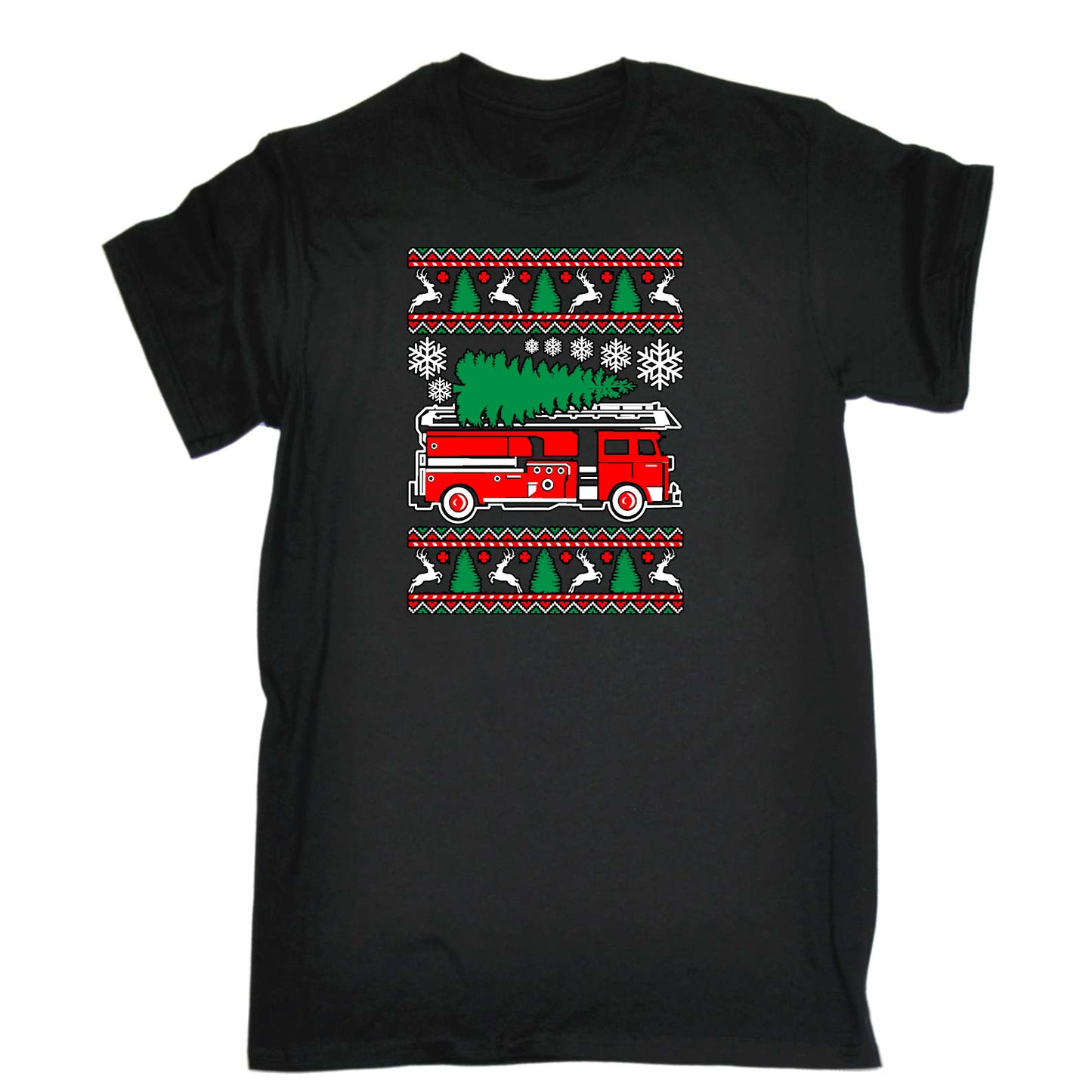 Fire Fighter Engine Christmas Xmas - Mens Funny T-Shirt Tshirts