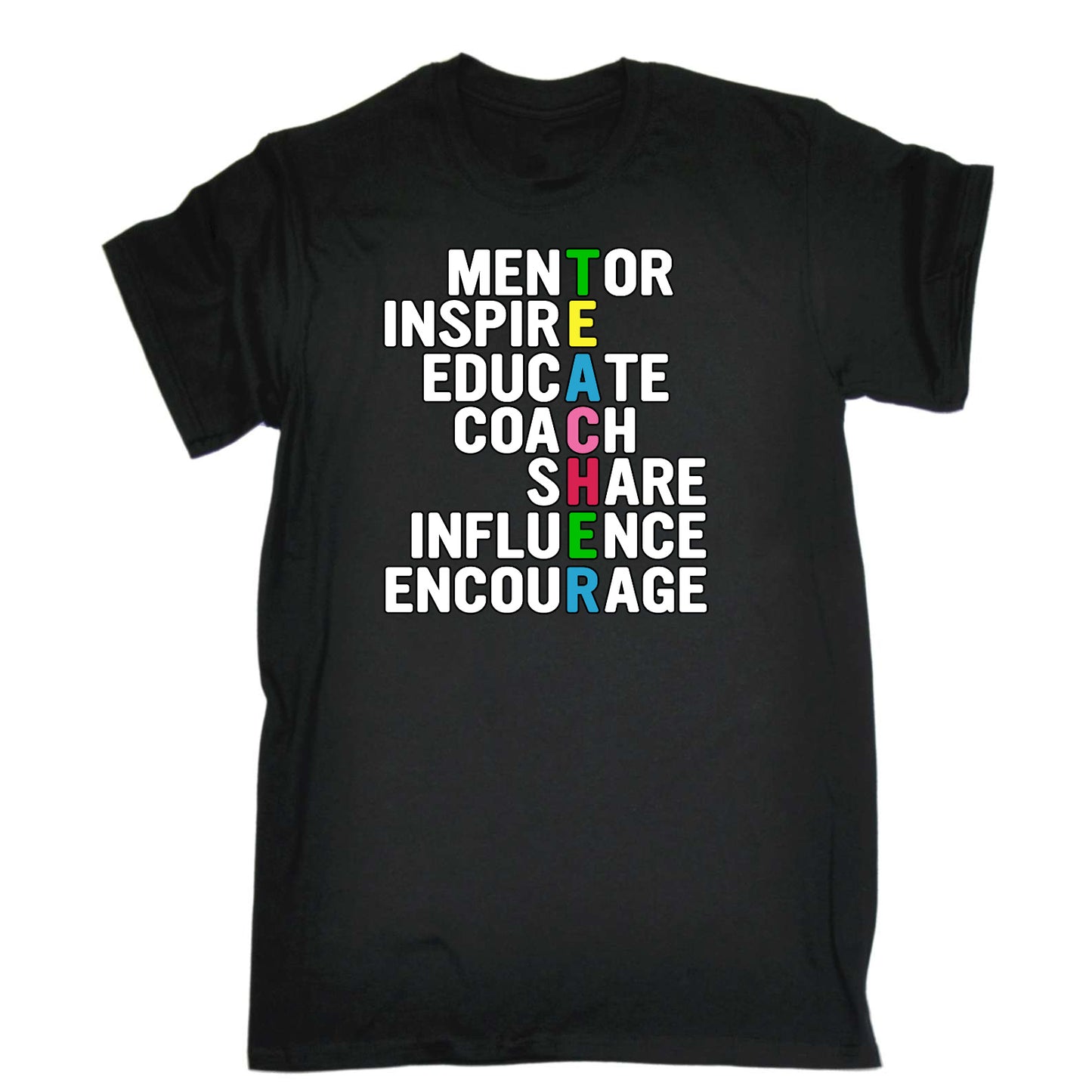 Teacher Words Inspire Educate Coach - Mens Funny T-Shirt Tshirts