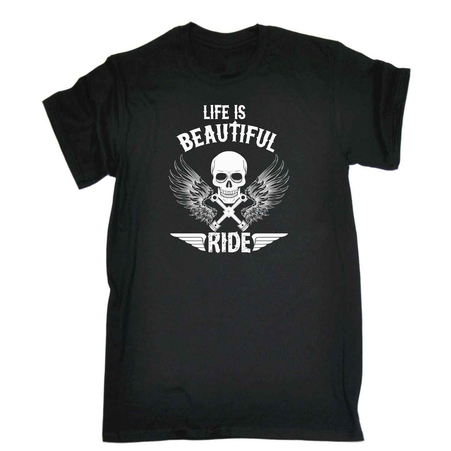 Life Is Beautiful Ride Motorcycle Motorbike - Mens Funny T-Shirt Tshirts