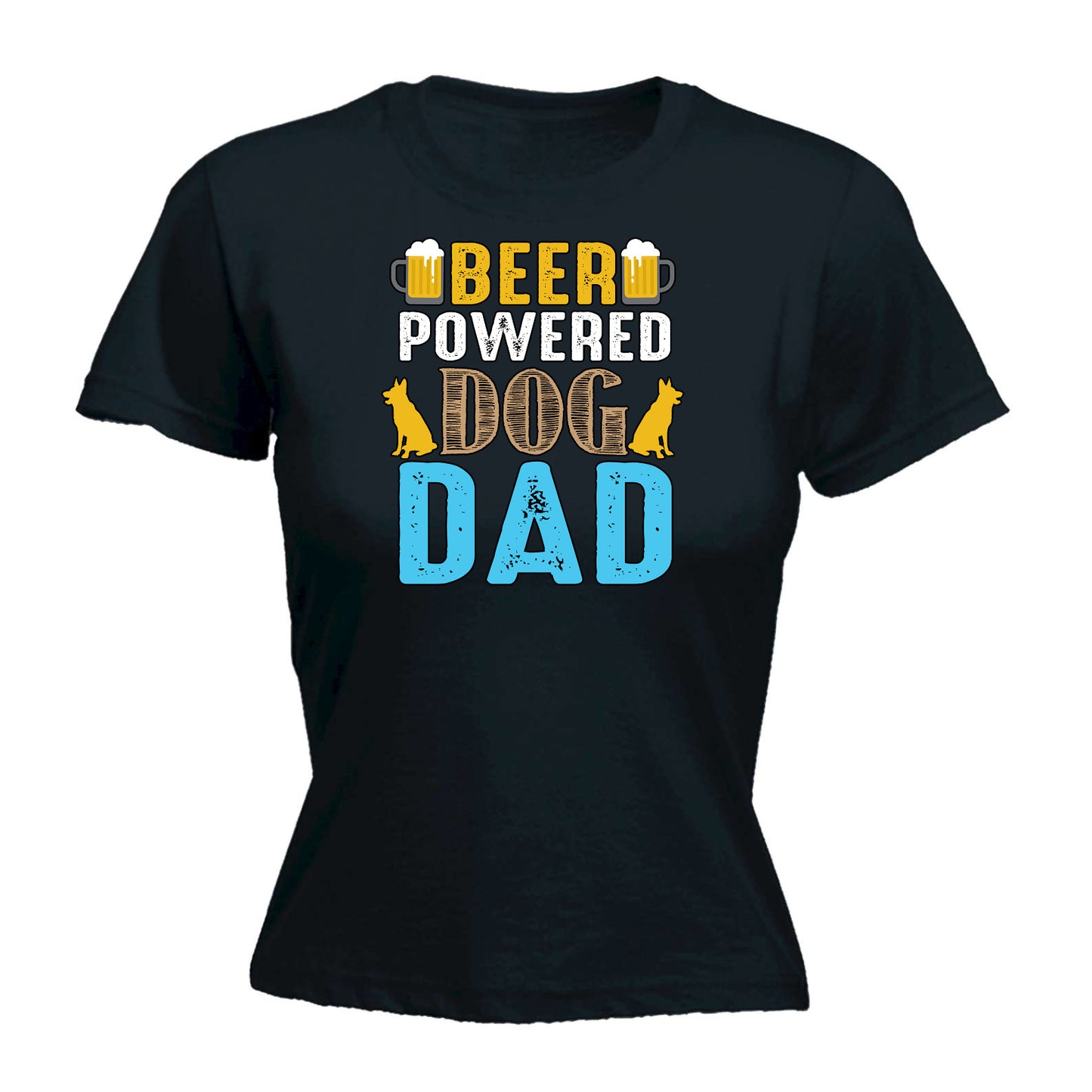 Fathers Day Beer Power Dog Dad - Funny Womens T-Shirt Tshirt
