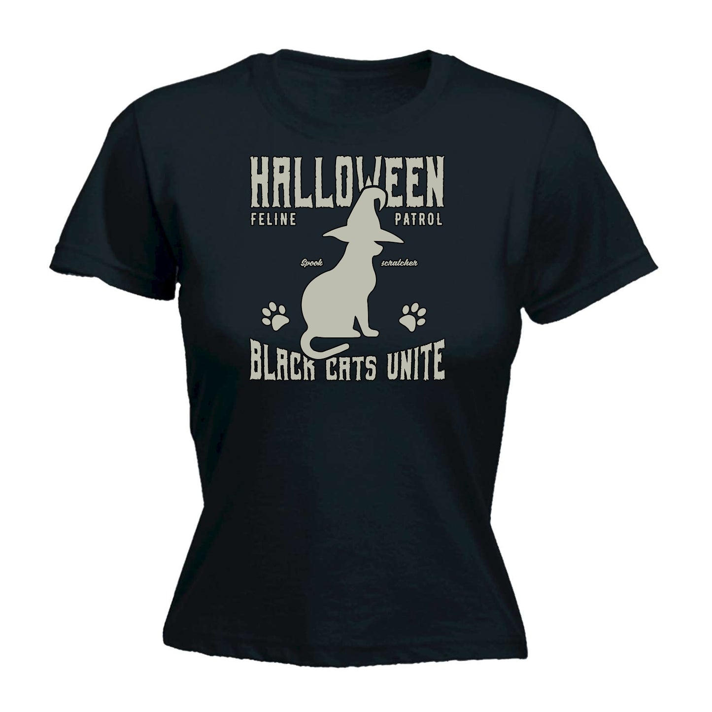 Halloween Feline Patrol Cat Cats - Funny Womens T-Shirt Tshirt