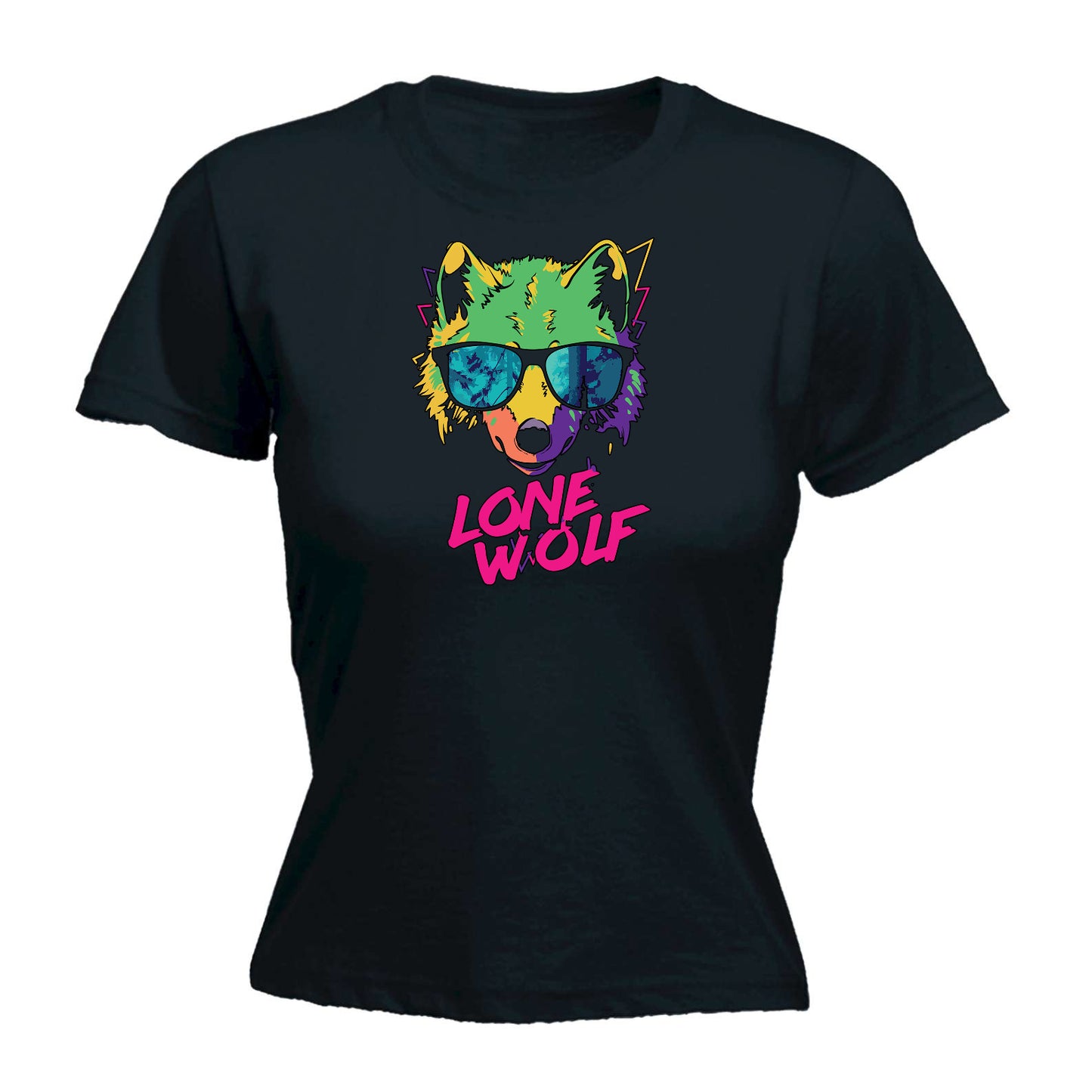 Lone Wolf Retro Animal - Funny Womens T-Shirt Tshirt