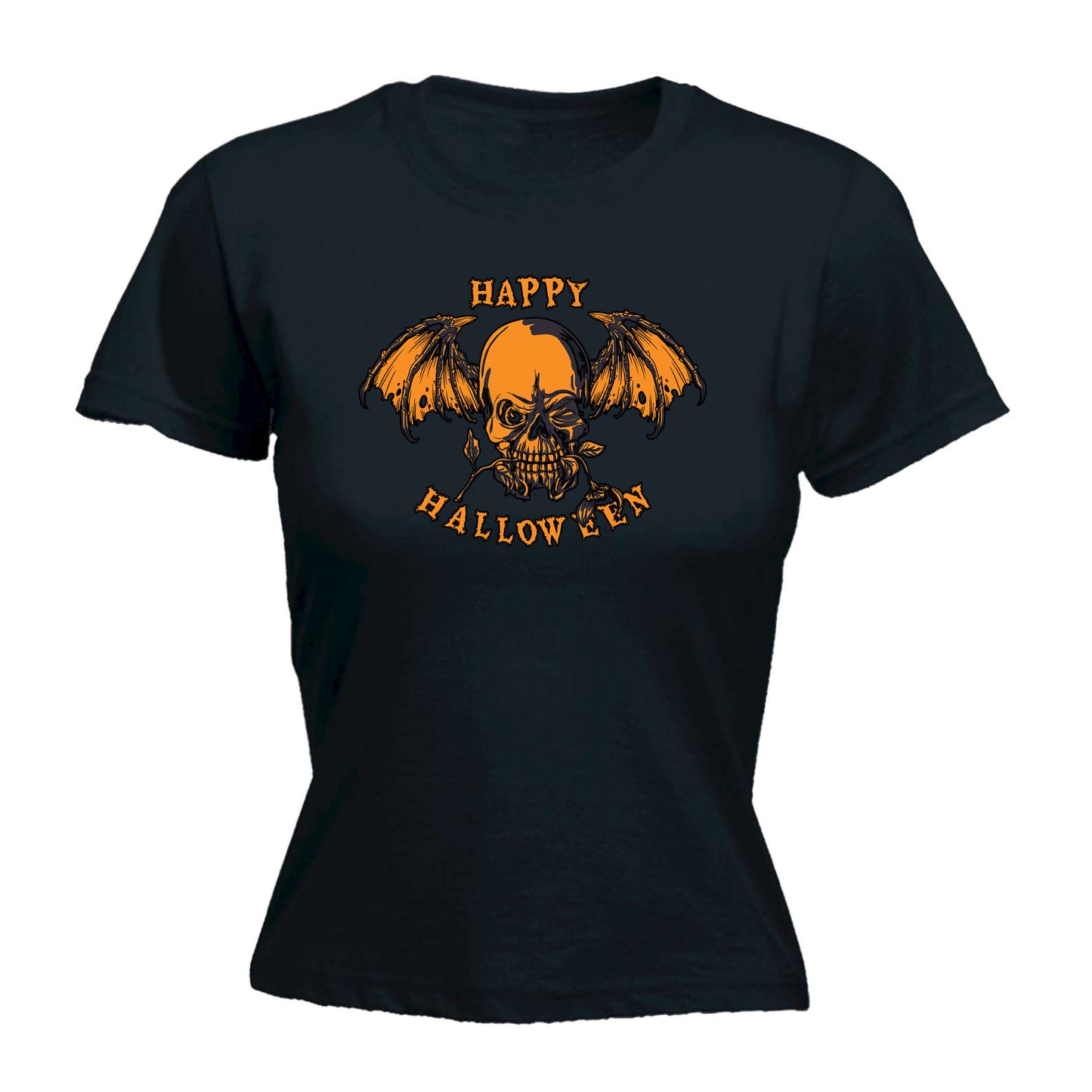 Happy Halloween Skull - Funny Womens T-Shirt Tshirt