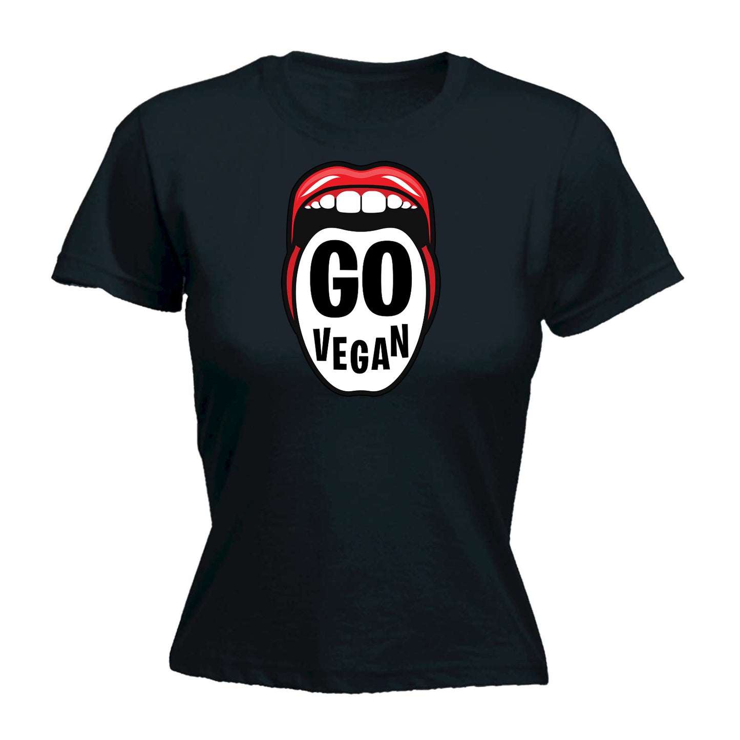 Go Vegan Tounge Mouth Food - Funny Womens T-Shirt Tshirt