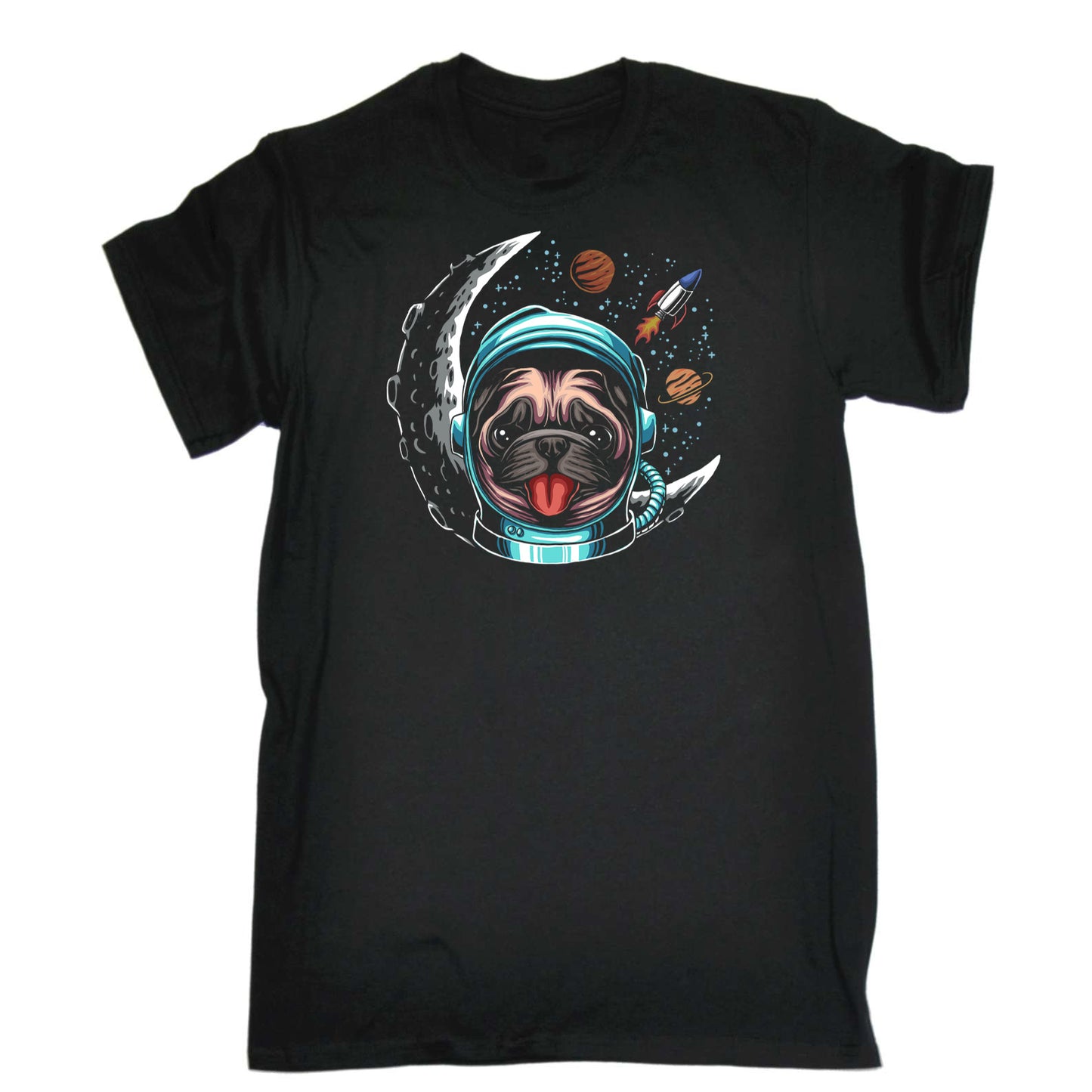 Astronaut Space Pug Dog - Mens 123t Funny T-Shirt Tshirts