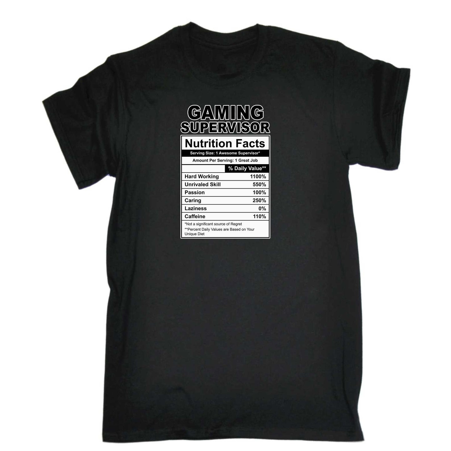 Gaming Supervisor Nutrition Facts - Mens 123t Funny T-Shirt Tshirts