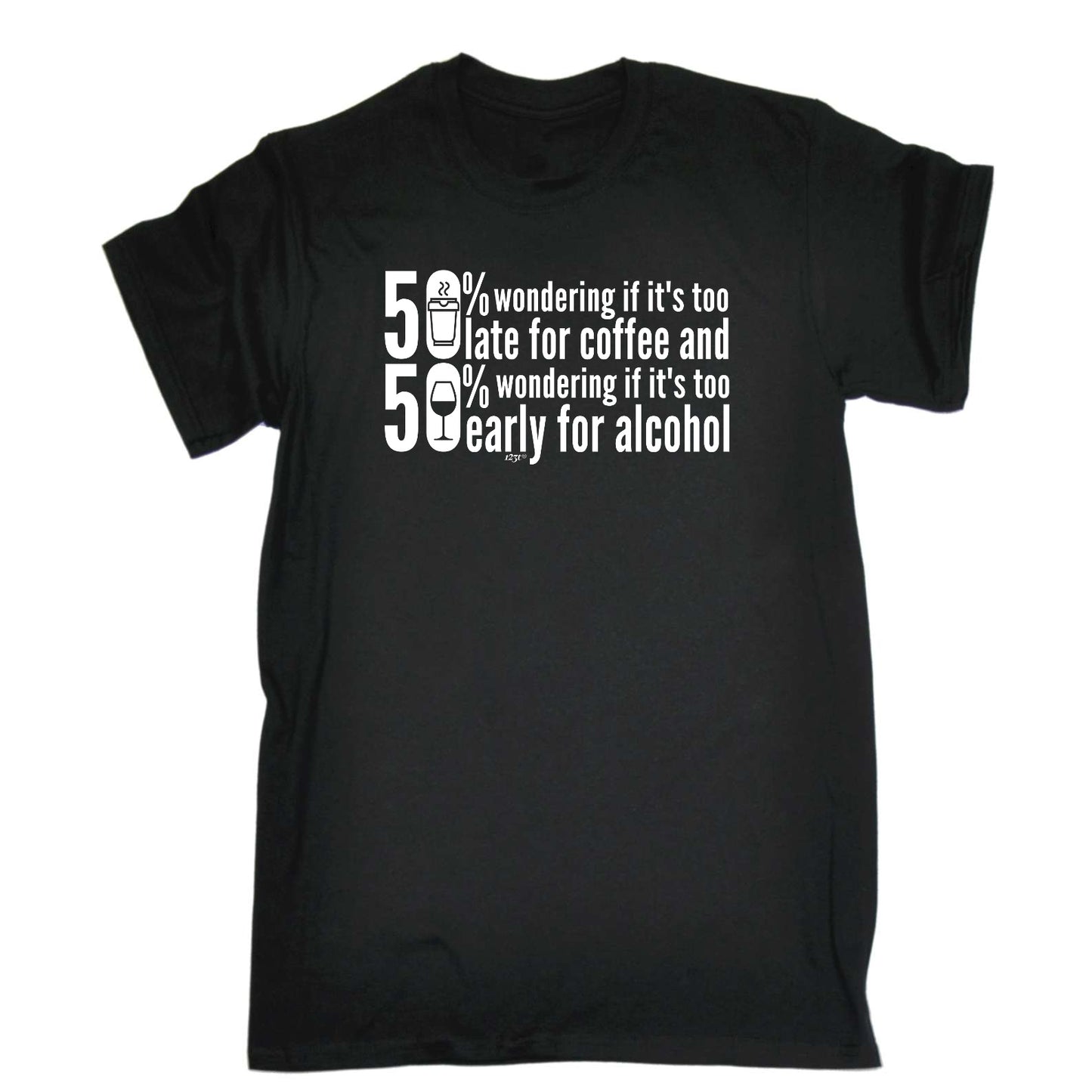 50 Percent Coffee Alcohol - Mens Funny T-Shirt Tshirts