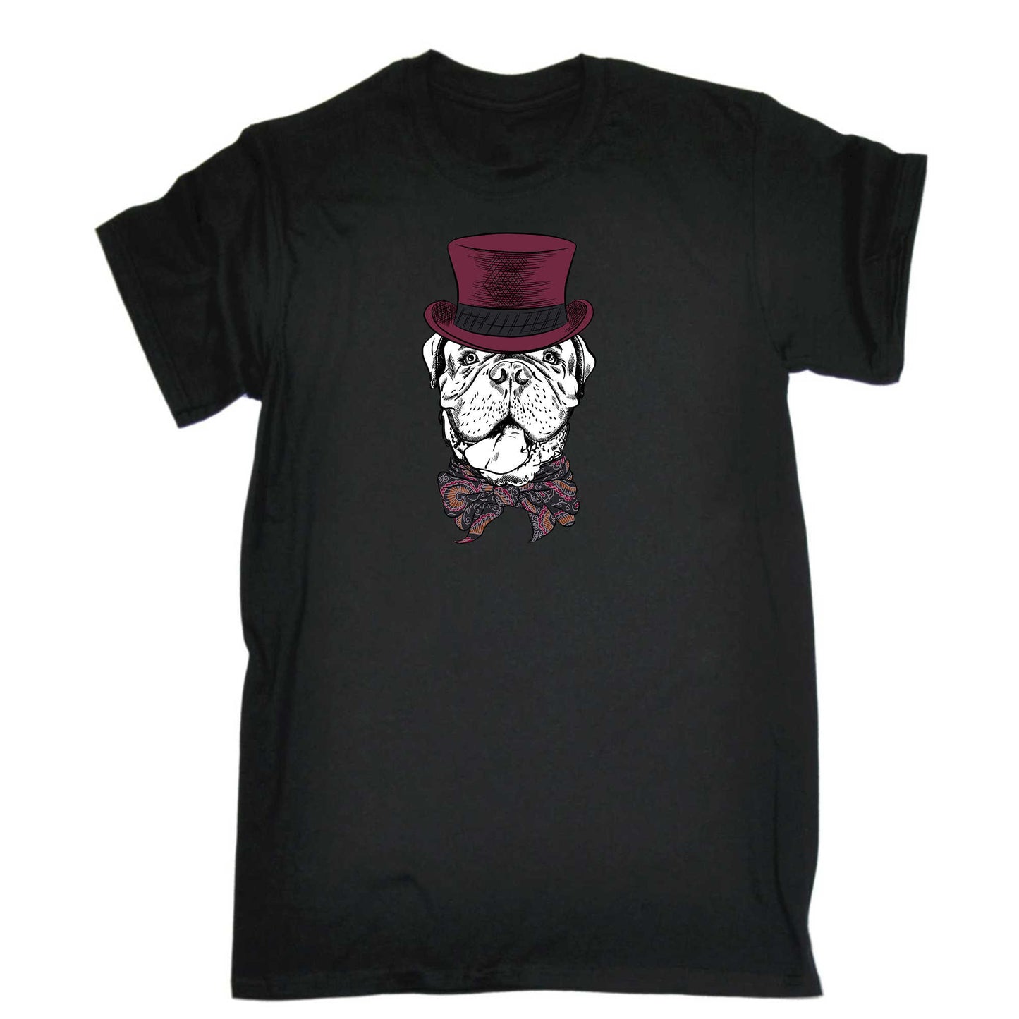 French Mastiff Dog Cartoon Hipster Top Hat - Mens 123t Funny T-Shirt Tshirts