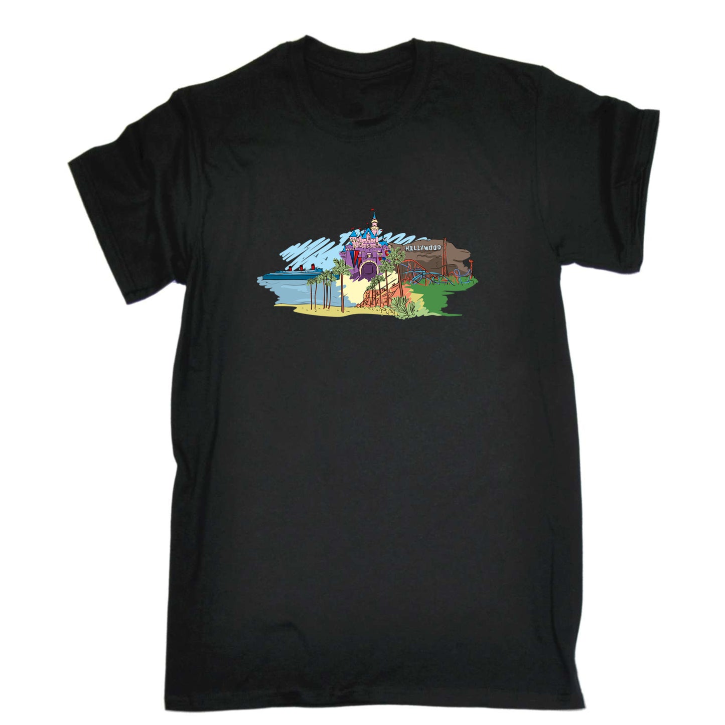 Hollywood Los Angeles California Country Flag Destination - Mens 123t Funny T-Shirt Tshirts