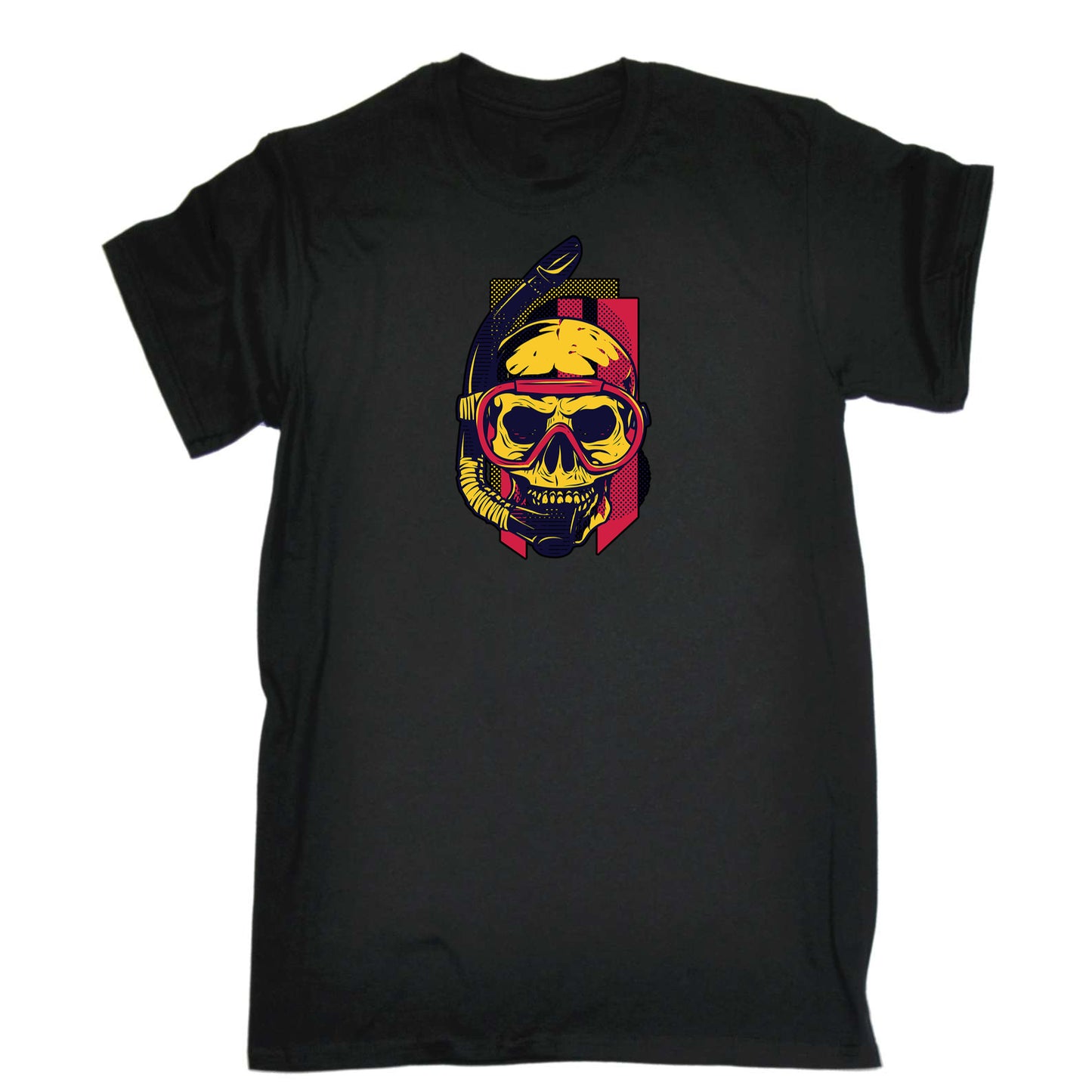 Retro Skull Diver Open Water - Mens 123t Funny T-Shirt Tshirts