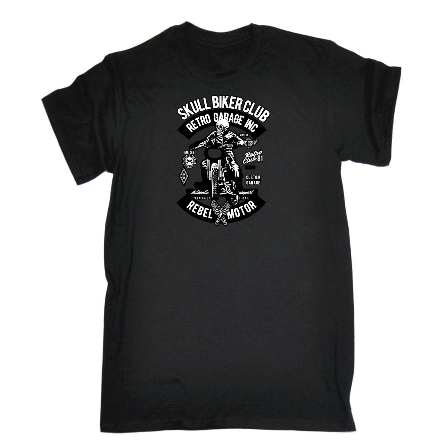 Skull Biker Club Motorbike Motorcycle - Mens 123t Funny T-Shirt Tshirts