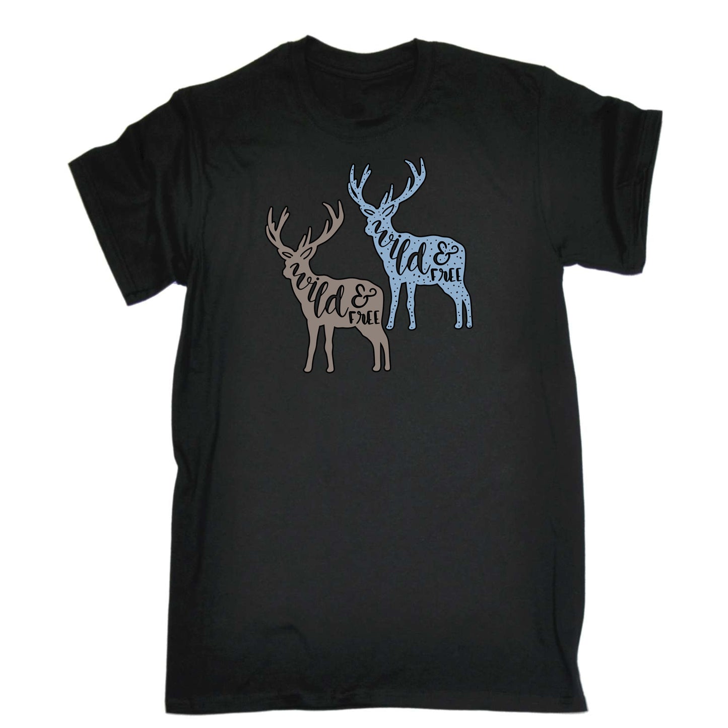 Wild And Free Deer - Mens 123t Funny T-Shirt Tshirts