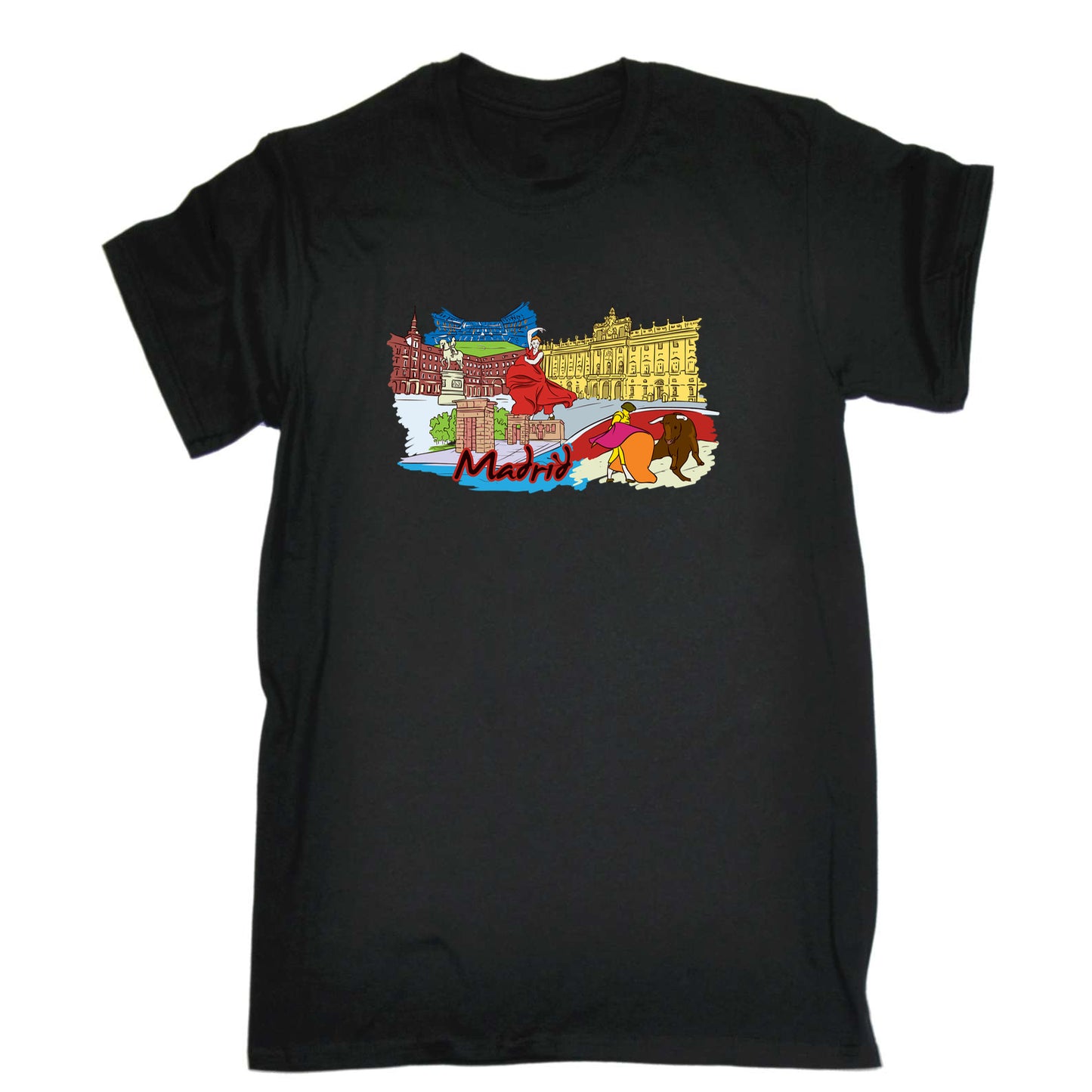Madrid Spain Country Flag Destination - Mens 123t Funny T-Shirt Tshirts
