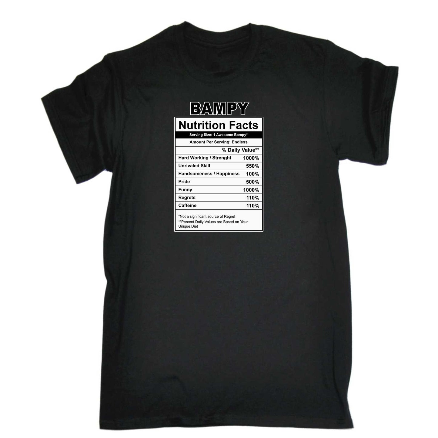 Bampy Nutrition Facts - Mens 123t Funny T-Shirt Tshirts