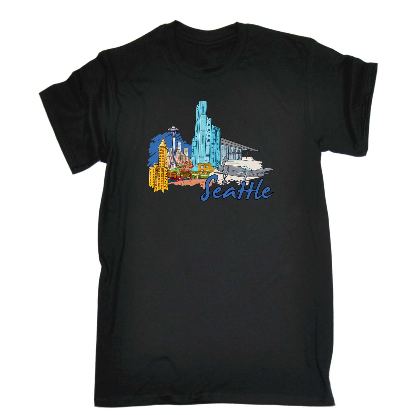 Seattle Washington State Usa Country Flag Destination - Mens 123t Funny T-Shirt Tshirts