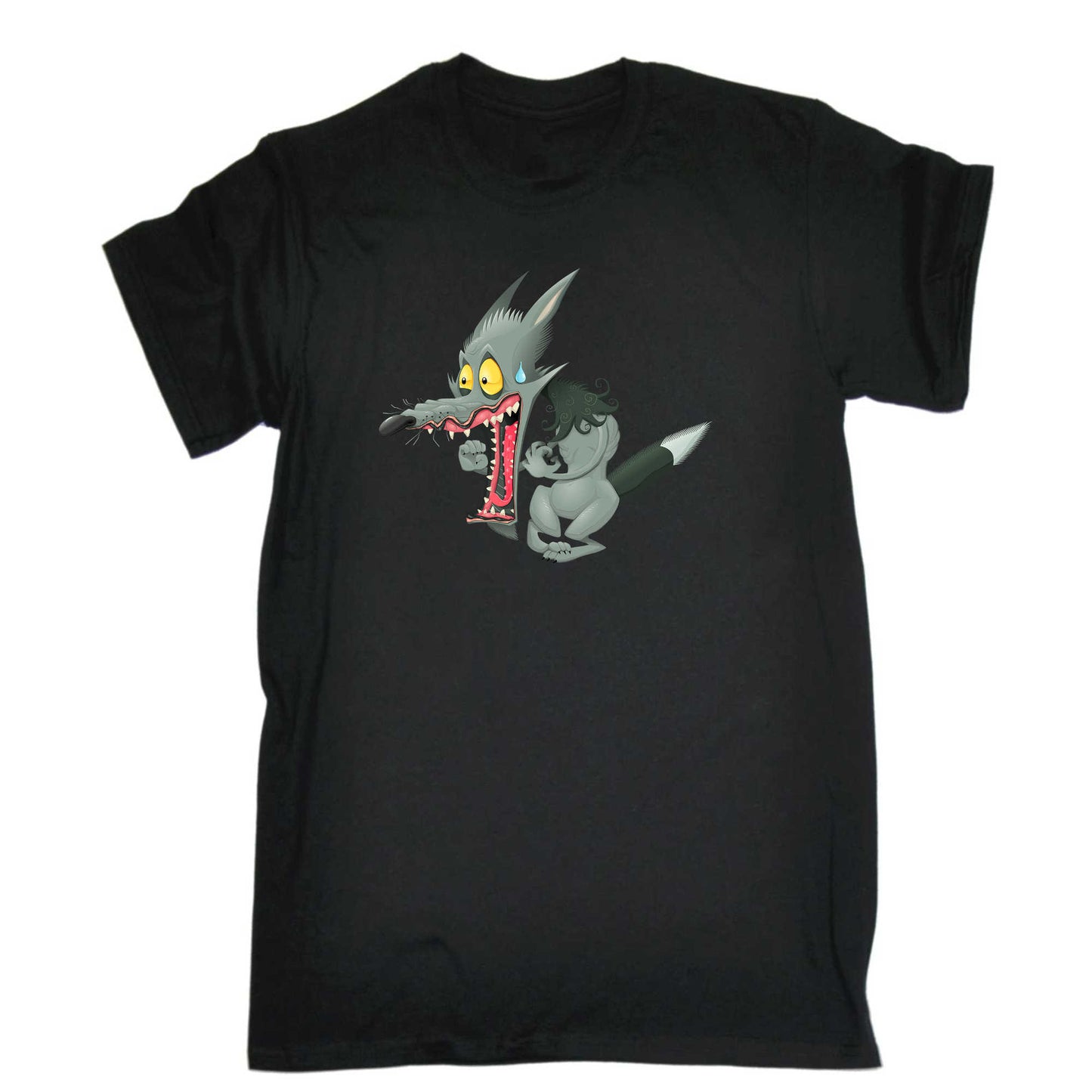 Wolf Startled Cartoon Animal Fashion - Mens 123t Funny T-Shirt Tshirts