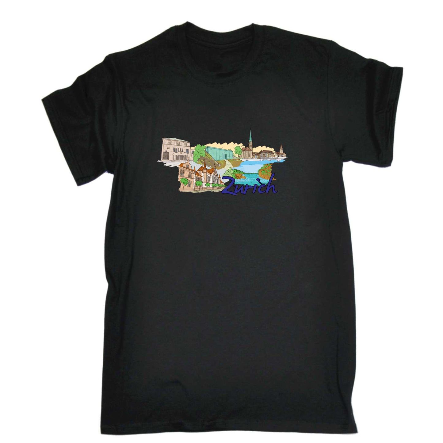Zurich Switzerland Country Flag Destination - Mens 123t Funny T-Shirt Tshirts