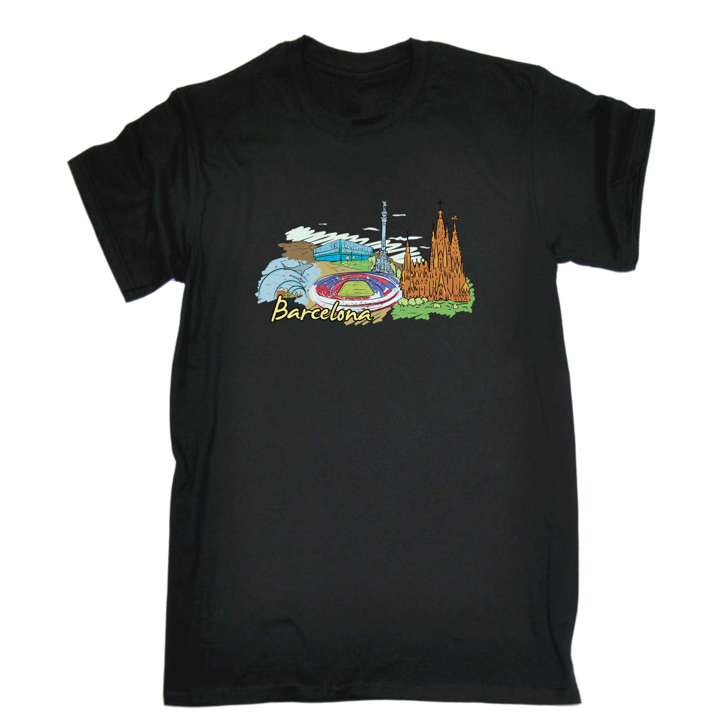 Barcelona Spain Country Flag Destination - Mens 123t Funny T-Shirt Tshirts