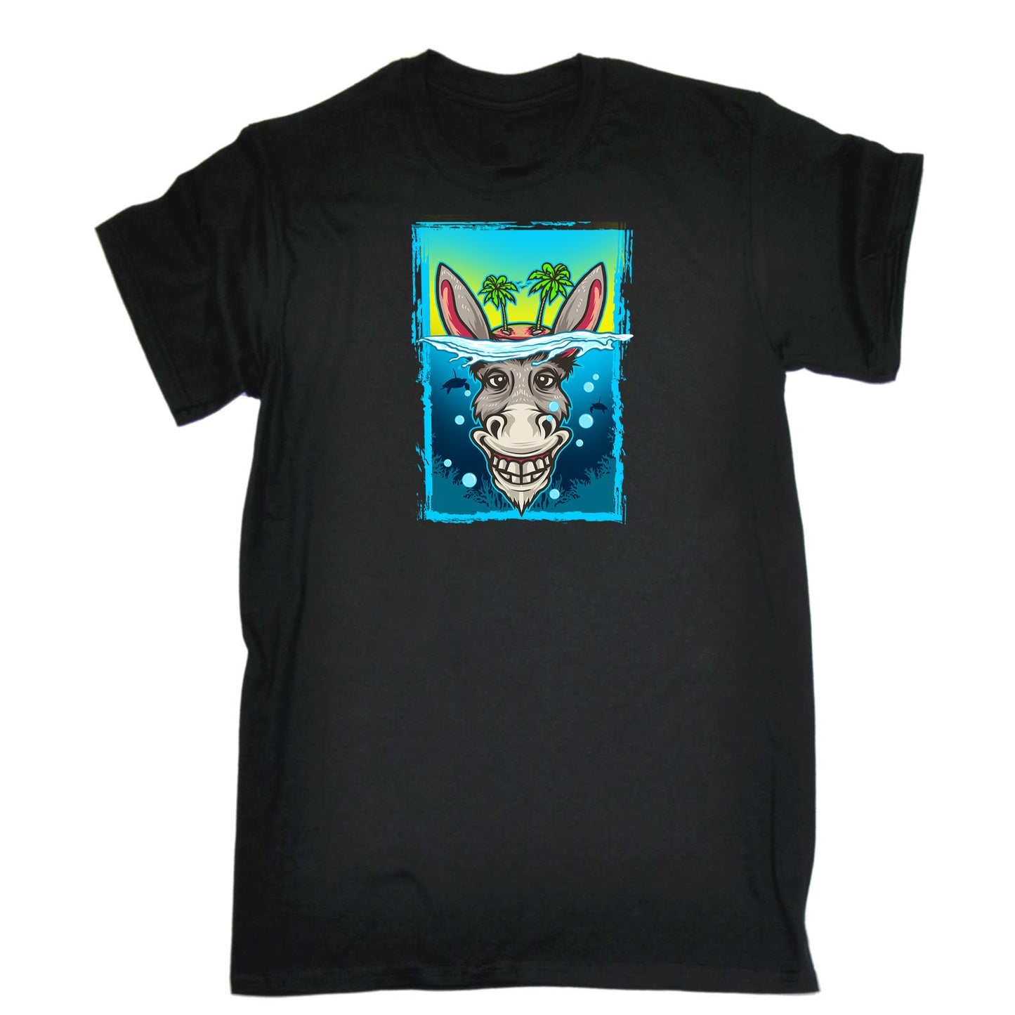 Happy Donkey Desert Island - Mens 123t Funny T-Shirt Tshirts