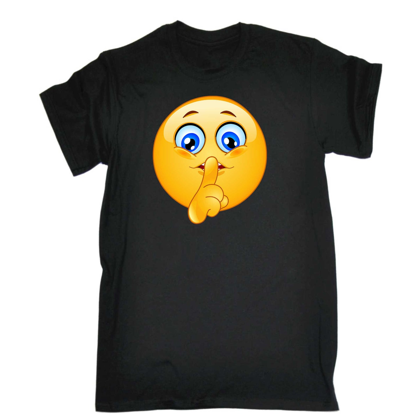 Shhh Emoticon Smile Face Icon - Mens 123t Funny T-Shirt Tshirts