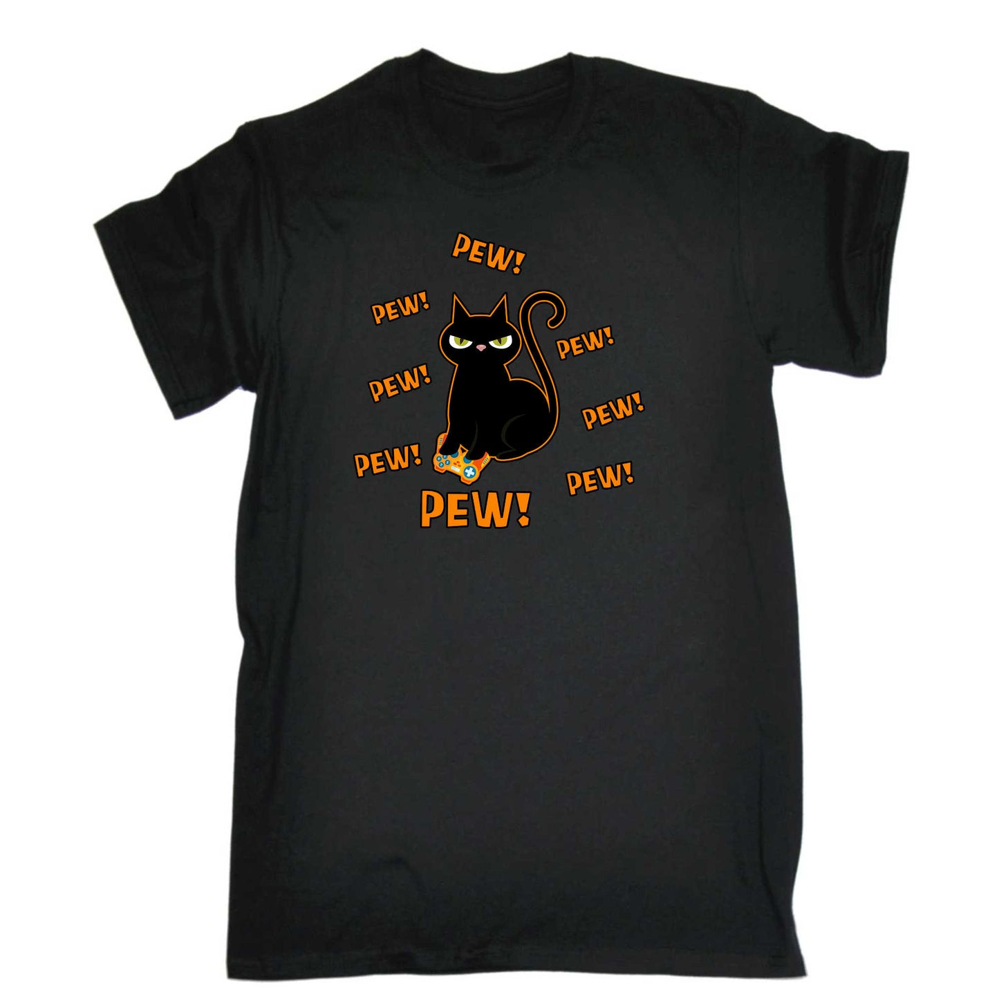 Pew Pew Pew Cat Video Games Gamer - Mens 123t Funny T-Shirt Tshirts