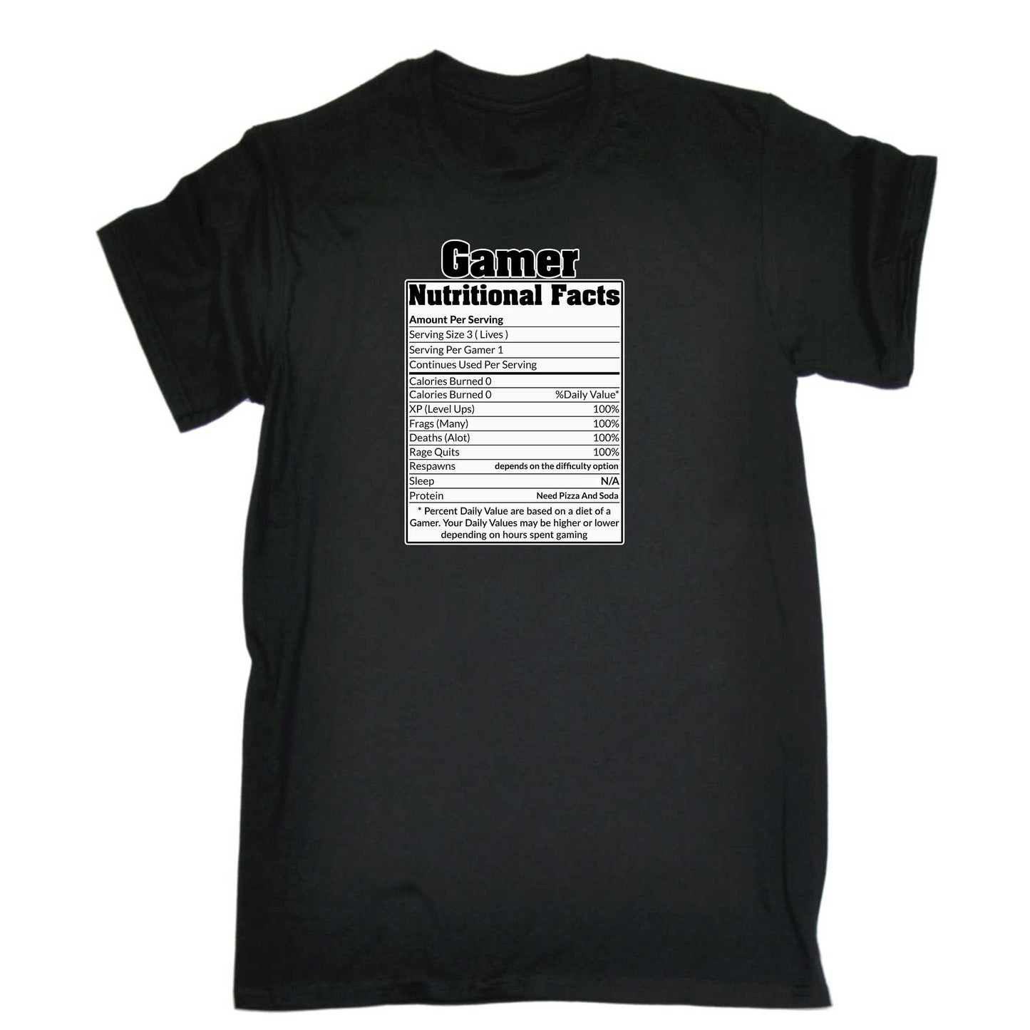 Gamer Nutritional Facts - Mens 123t Funny T-Shirt Tshirts