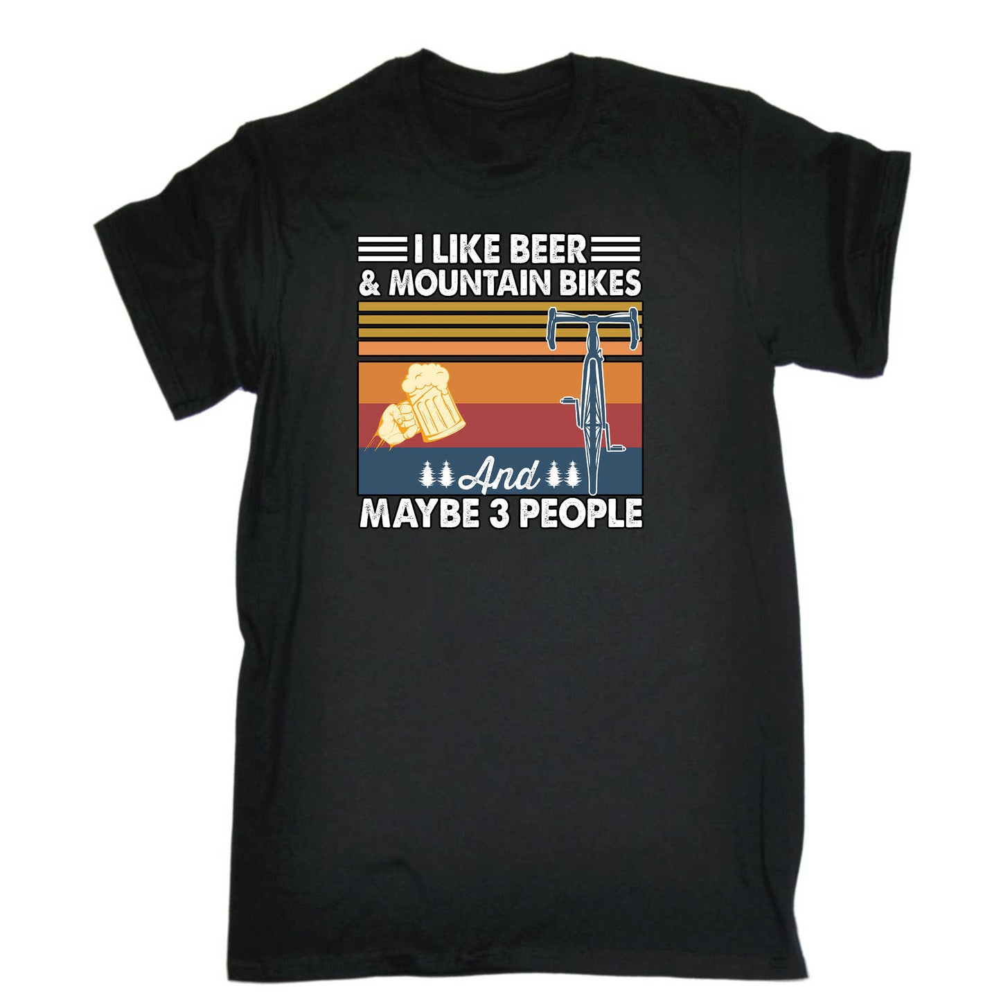 I Like Beer Mountain Bikes And 3 People Cycling - Mens 123t Funny T-Shirt Tshirts