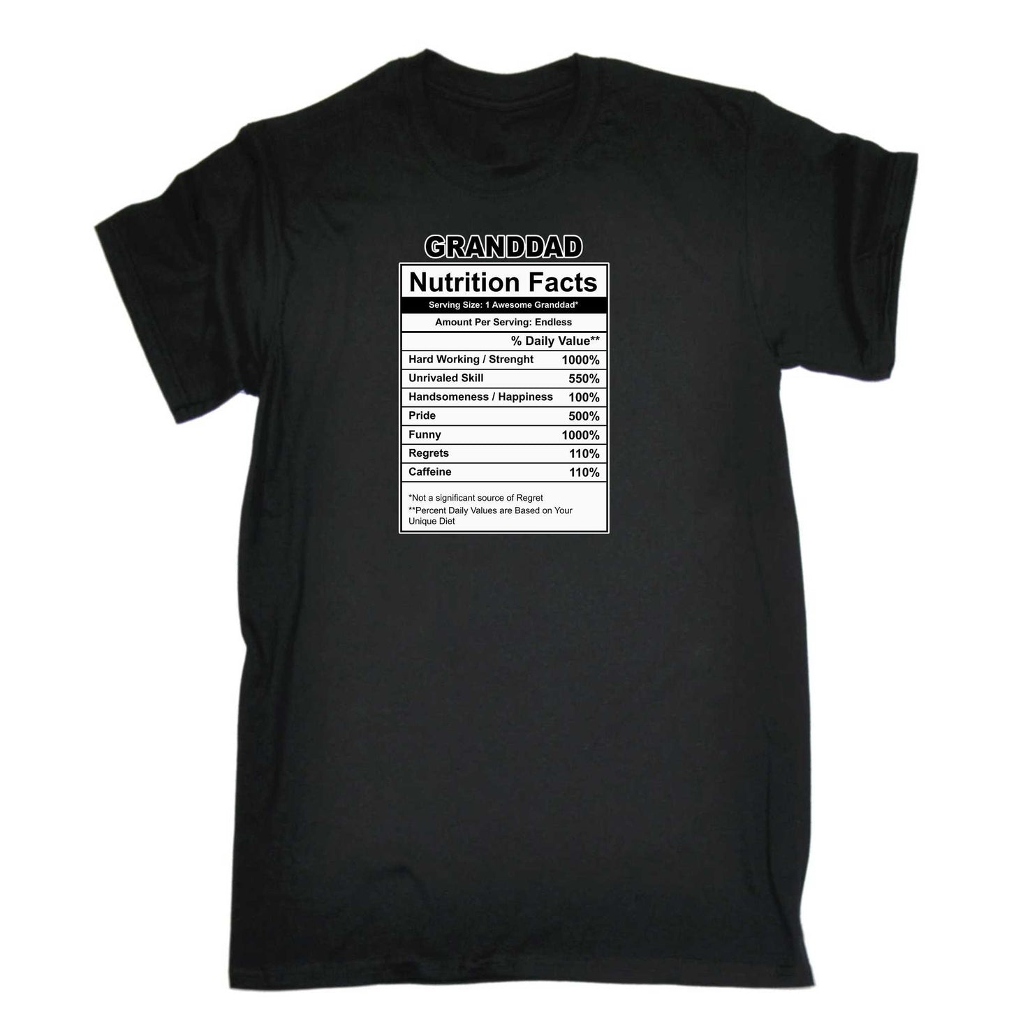 Granddad Nutrition Facts - Mens 123t Funny T-Shirt Tshirts