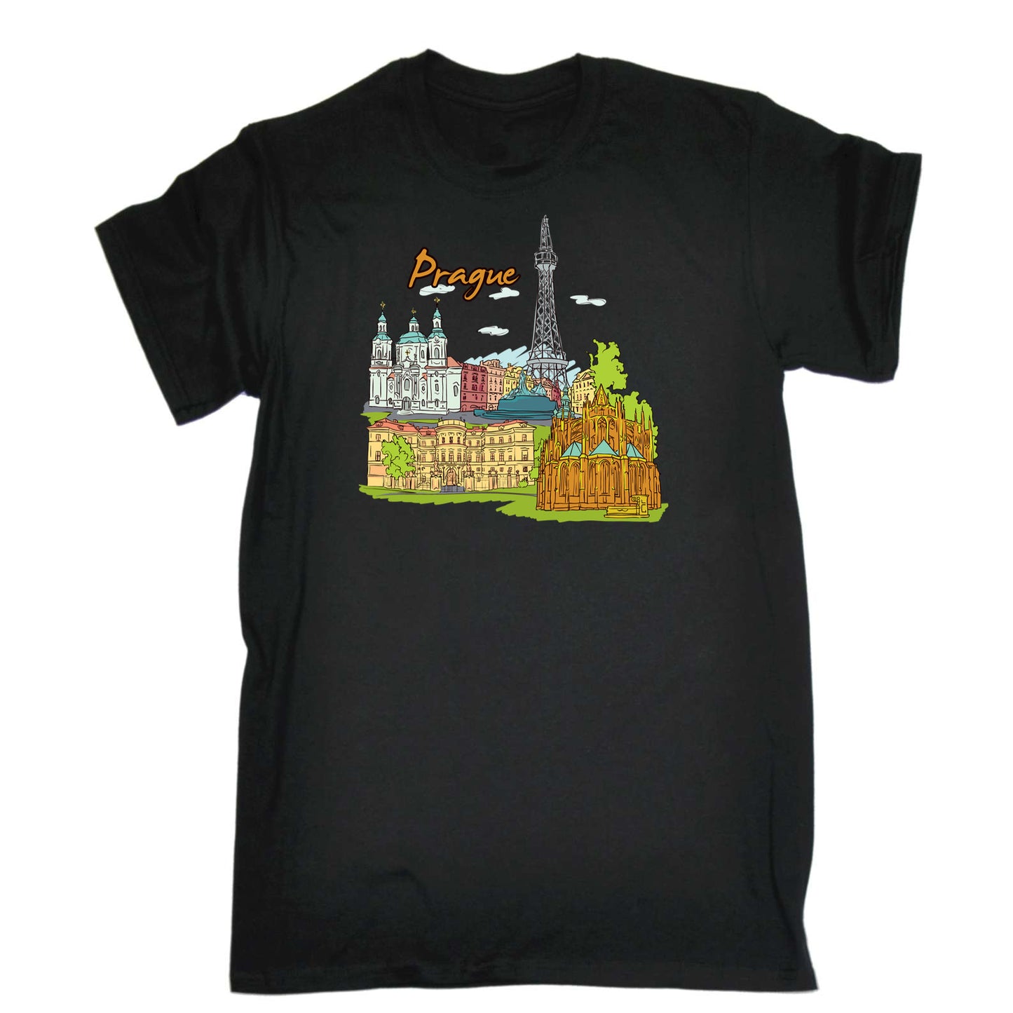 Prague Czech Republic Country Flag Destination - Mens 123t Funny T-Shirt Tshirts