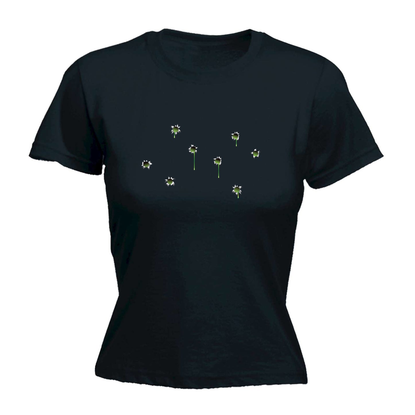 Bullet Holes Green - Funny Womens T-Shirt Tshirt