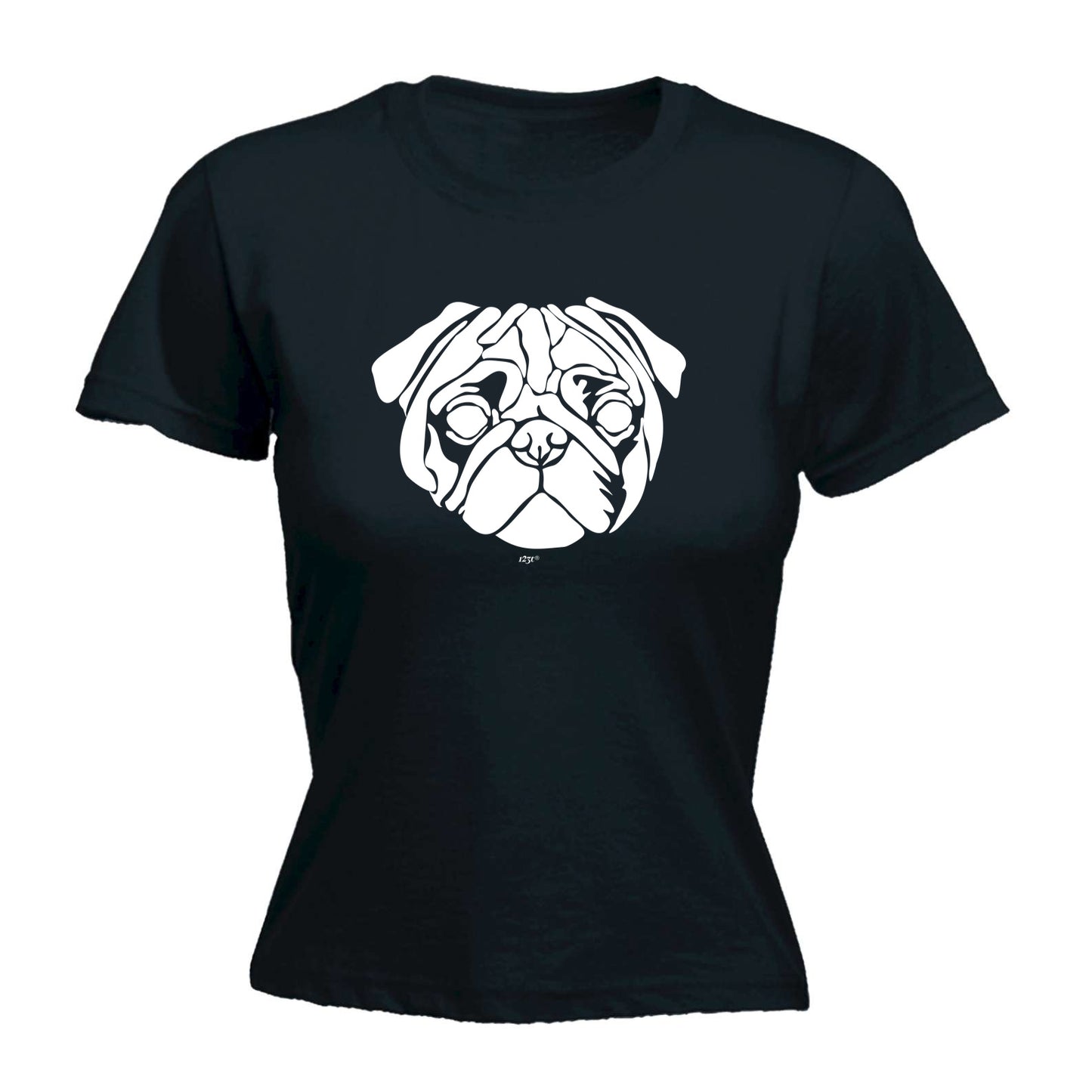 Pug Head Dog - Funny Womens T-Shirt Tshirt