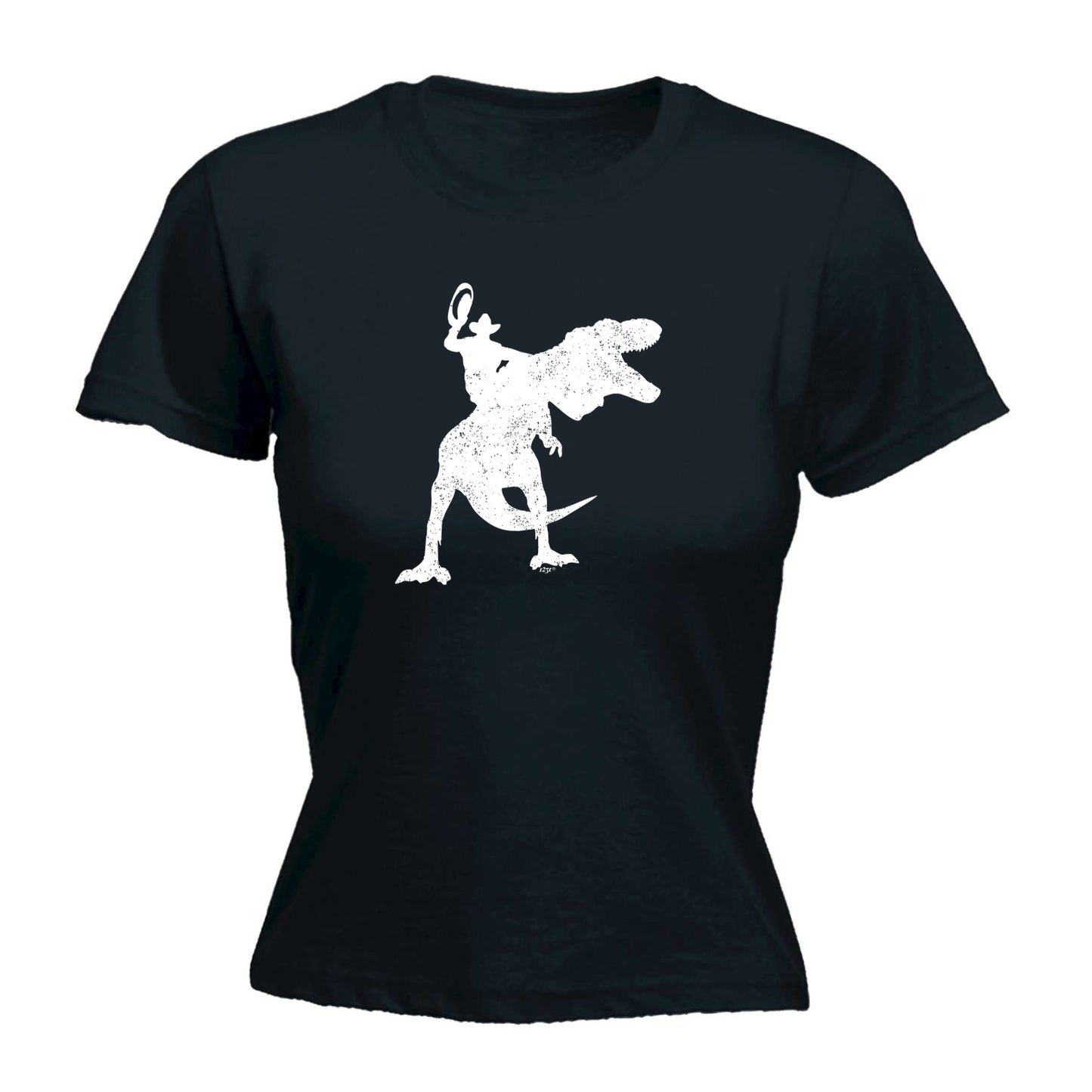 Cowboy Riding T Rex Dinosaur - Funny Womens T-Shirt Tshirt