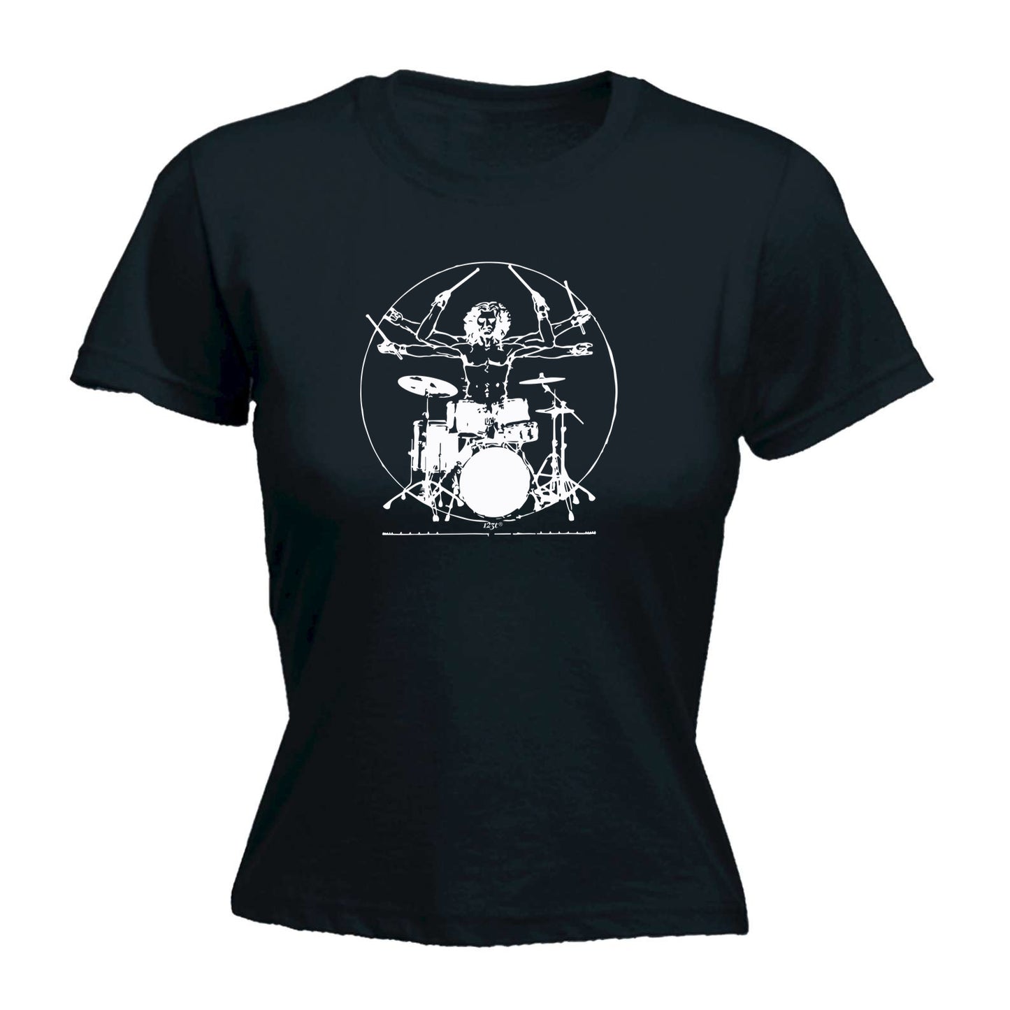 Leonardo Drummer Music White - Funny Womens T-Shirt Tshirt