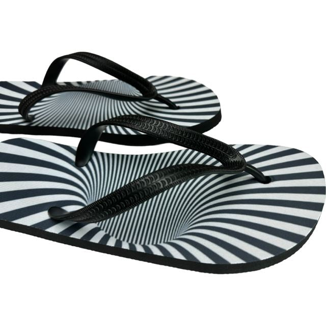 Illusion Flip Flops B/W Funny Novelty Summer Shoes Footwear Thong Sandals