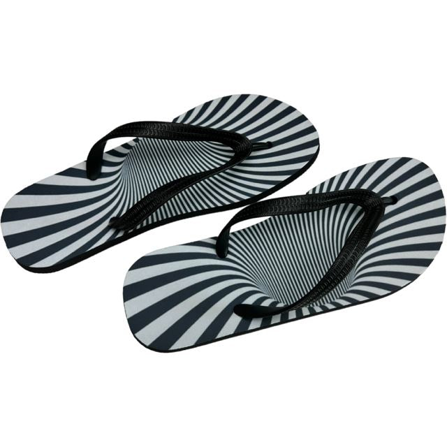 Illusion Flip Flops B/W Funny Novelty Summer Shoes Footwear Thong Sandals