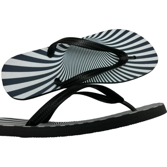 Illusion Flip Flops B/W Funny Novelty Summer Shoes Footwear Thong Sandals