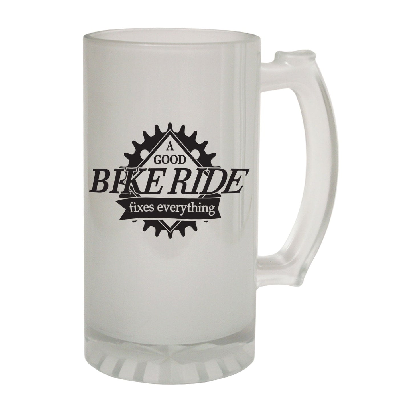 A Good Ride Fixes Cycling - Novelty Funny Frosted Stein - Gift Boxed