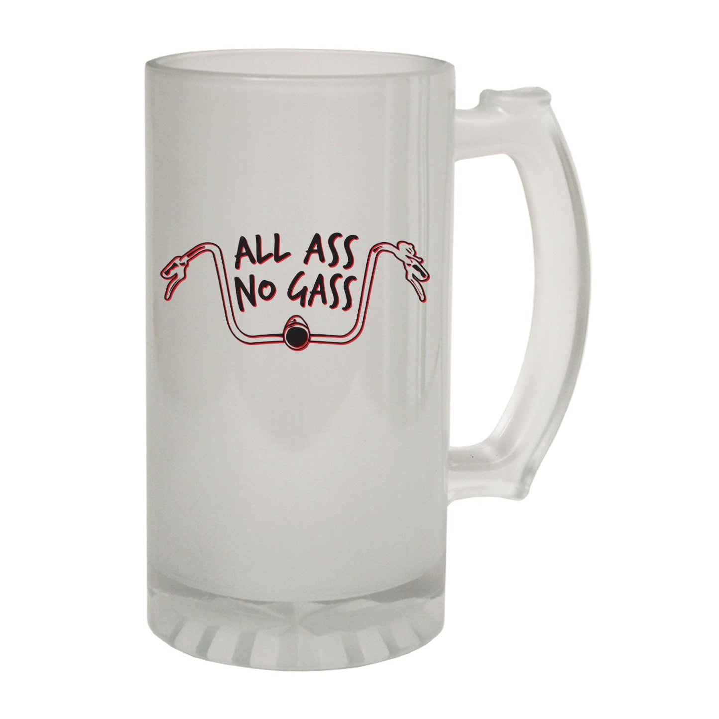 All Ass No Gass Cycling - Novelty Funny Frosted Stein - Gift Boxed