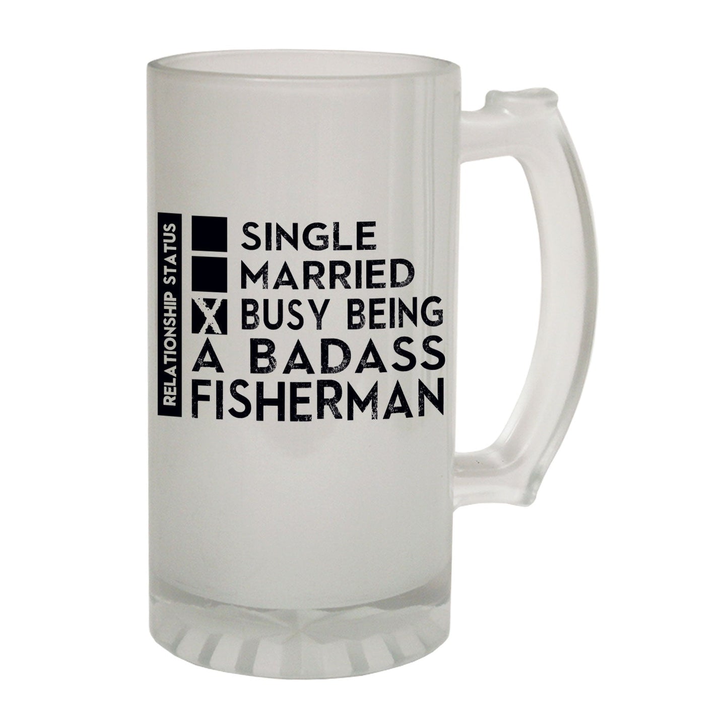 Badass Fisherman Fishing Carping - Novelty Funny Frosted Stein - Gift Boxed