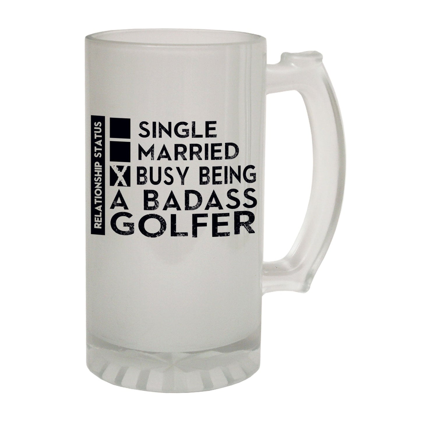 Badass Golfer Golfing Golf - Novelty Funny Frosted Stein - Gift Boxed