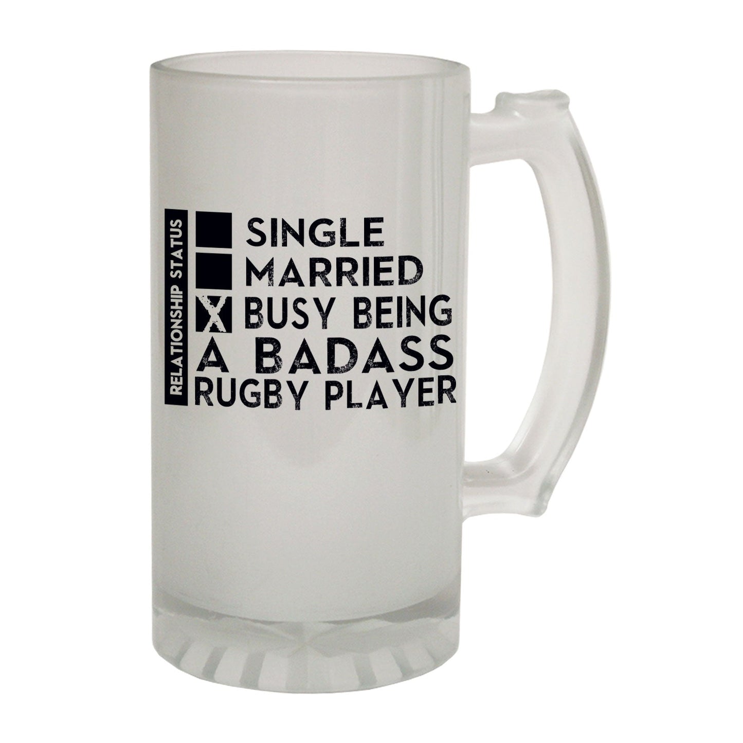Badass Rugby Player Ball - Novelty Funny Frosted Stein - Gift Boxed