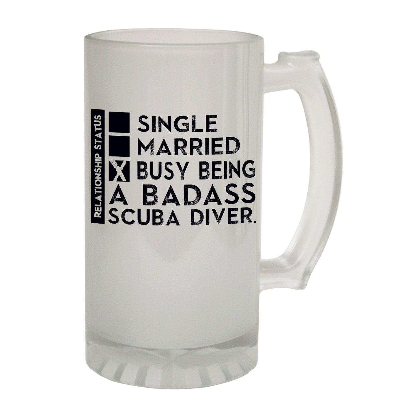 Badass Scuba Diver Diving - Novelty Funny Frosted Stein - Gift Boxed