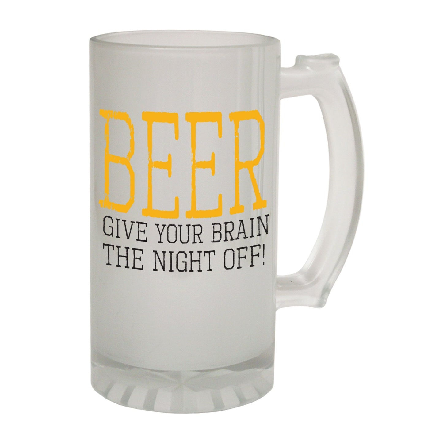 Beer Brain Night Off - Novelty Funny Frosted Stein - Gift Boxed