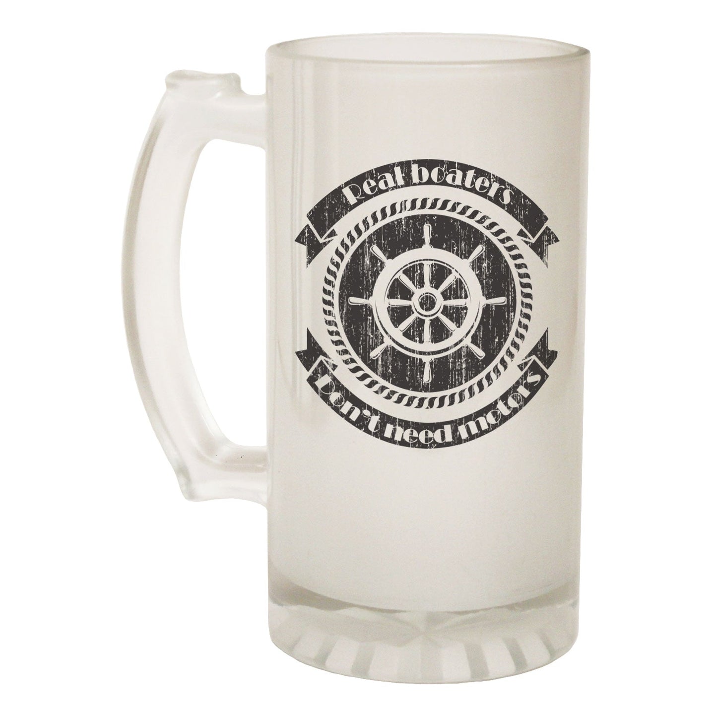 Boaters Dont Need Motors - Novelty Funny Frosted Stein - Gift Boxed