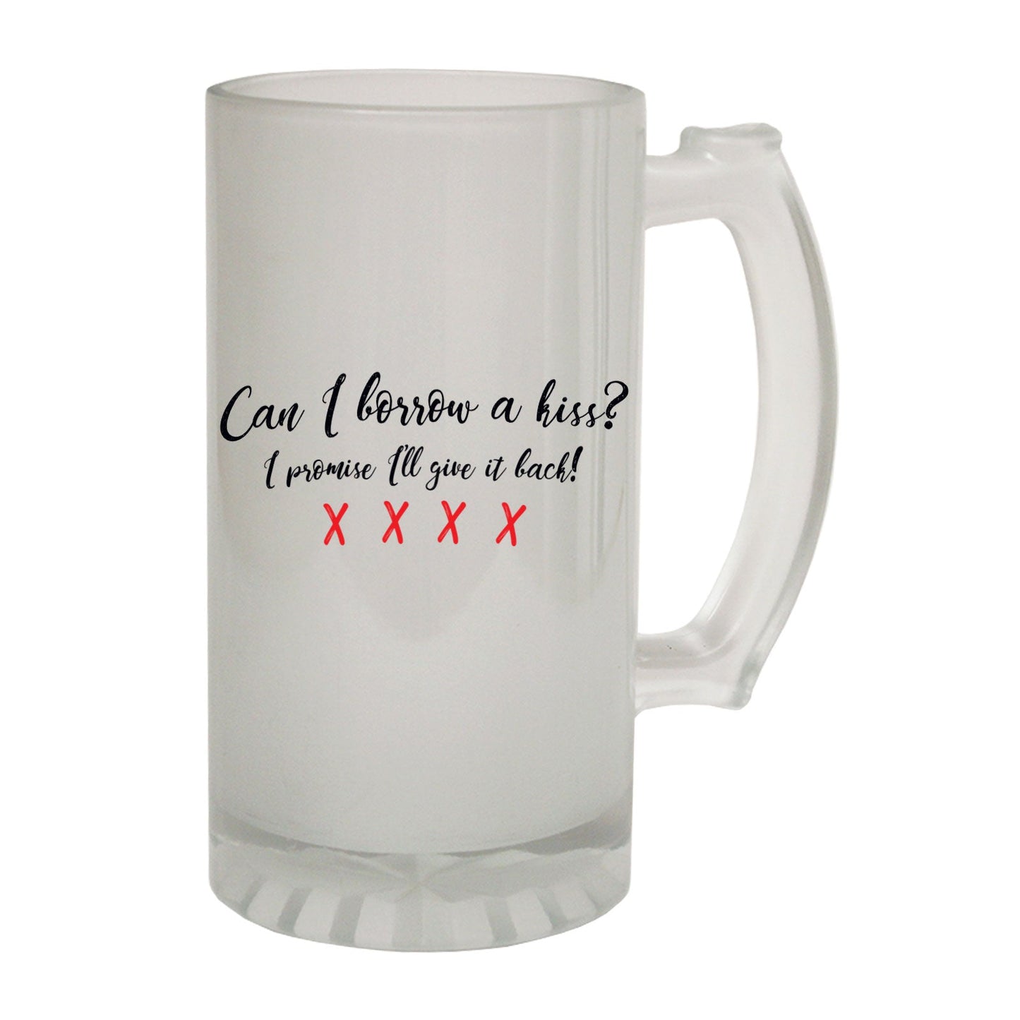 Can I Borrow Kiss - Novelty Funny Frosted Stein - Gift Boxed