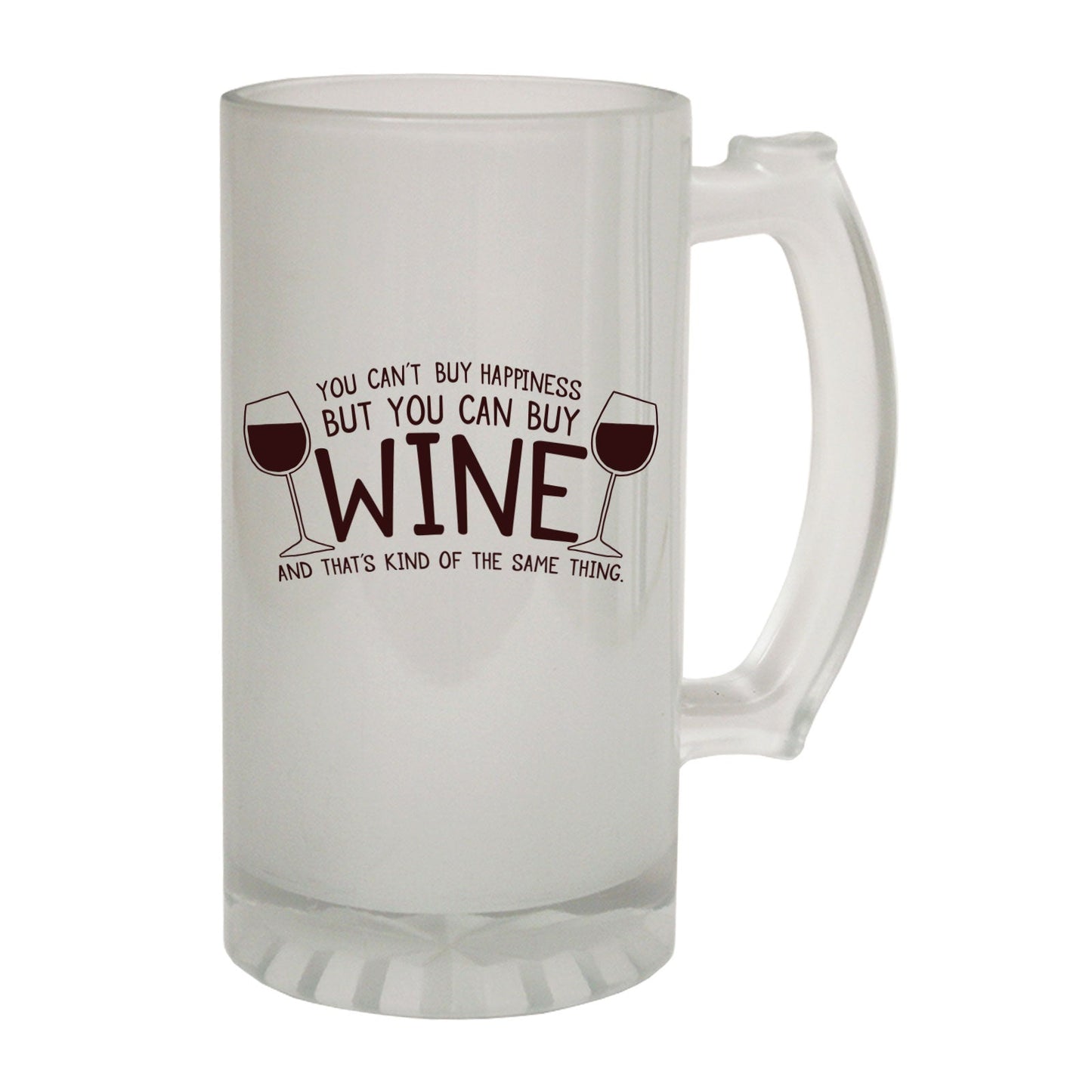 Cant Buy Happiness Wine Drink - Novelty Funny Frosted Stein - Gift Boxed