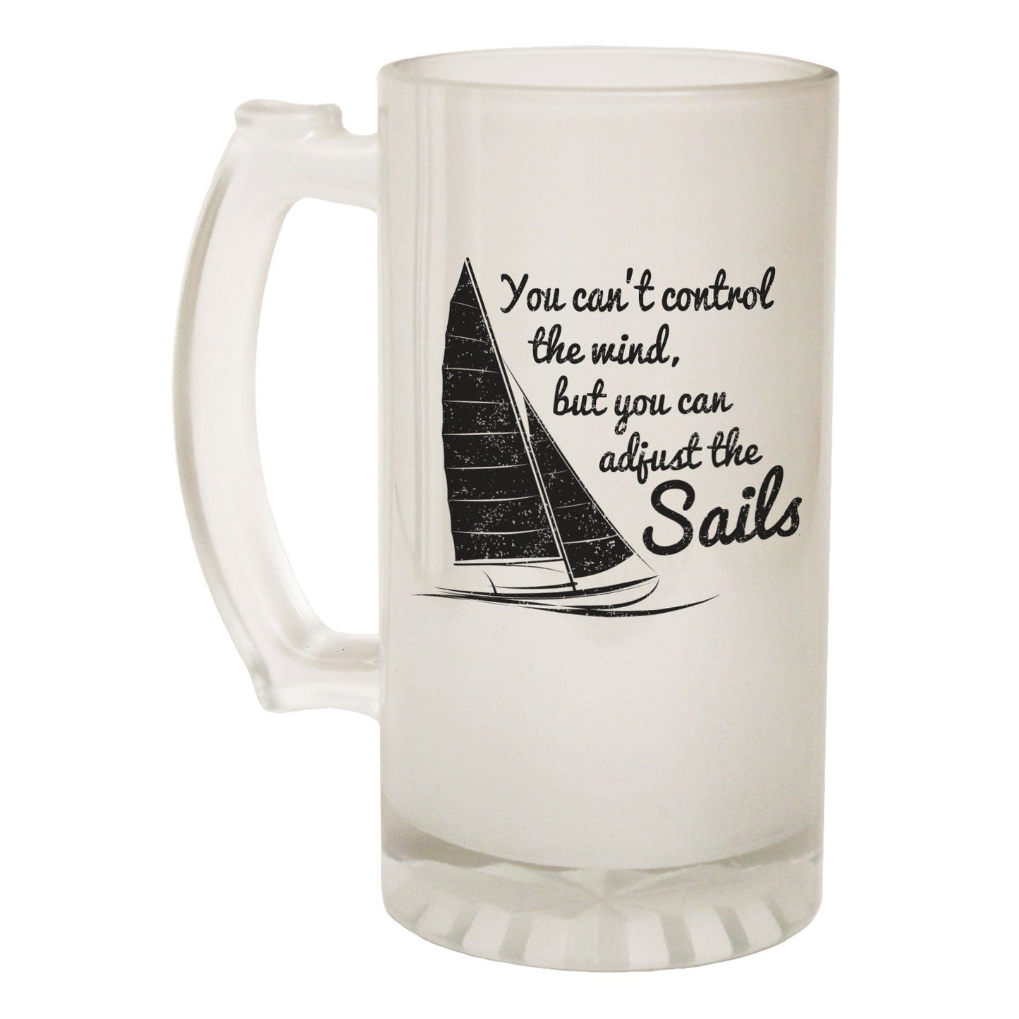 Cant Control Wind Sail - Novelty Funny Frosted Stein - Gift Boxed